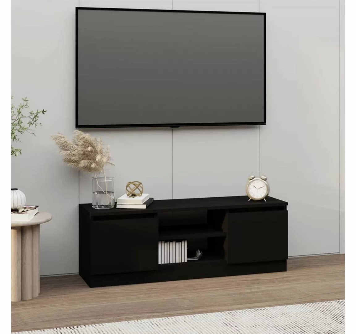 furnicato TV-Schrank mit Tür Schwarz 102x30x36 cm günstig online kaufen
