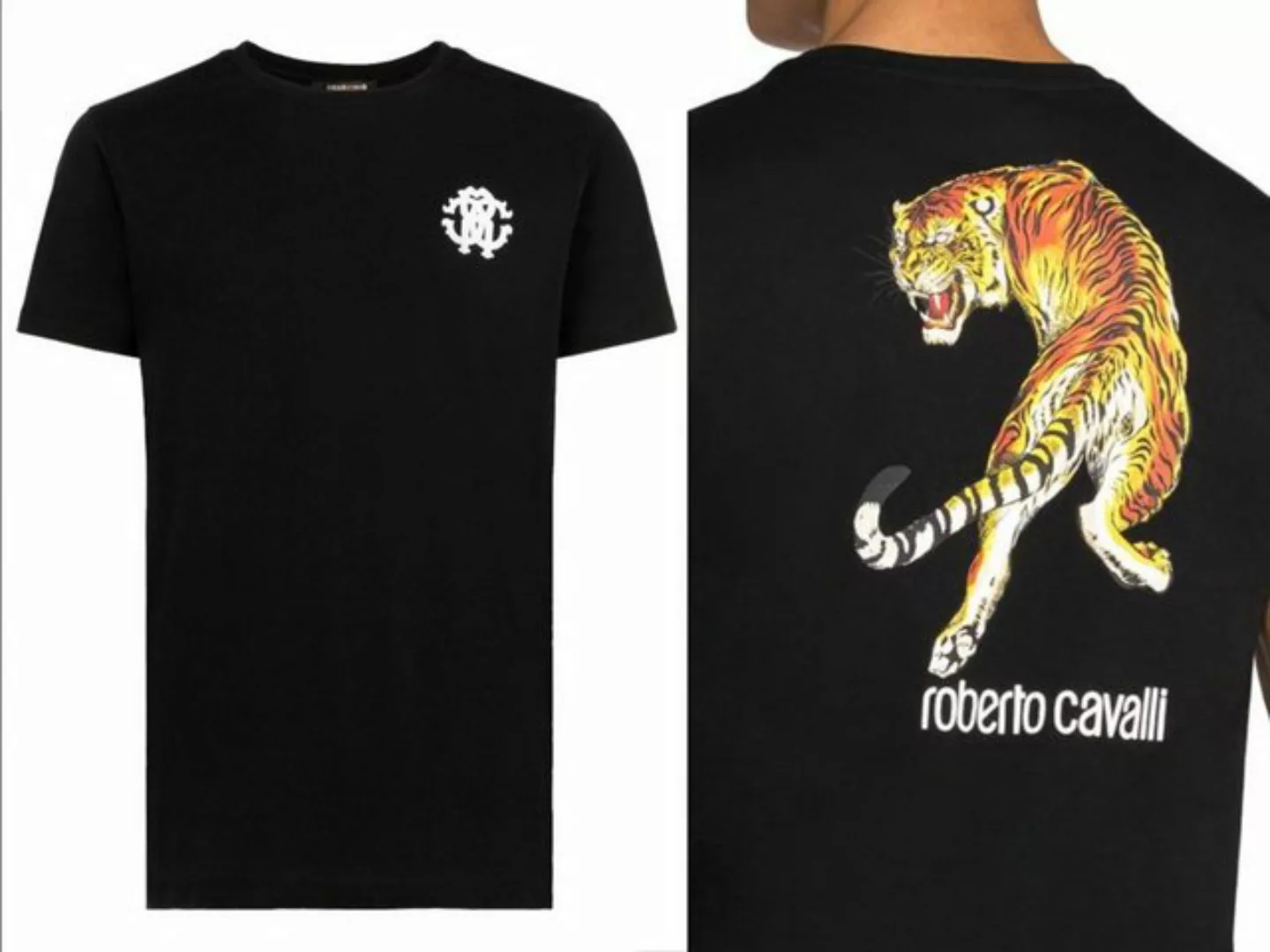 roberto cavalli T-Shirt ROBERTO CAVALLI FIRENZE TIGER LOGO PRINT LUXURY CRE günstig online kaufen