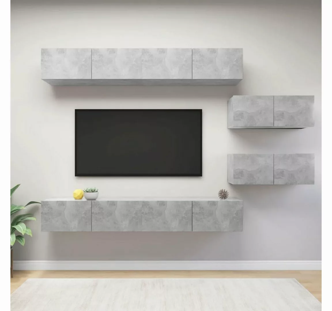 furnicato TV-Schrank 6-tlg. TV-Schrank-Set Betongrau Holzwerkstoff günstig online kaufen