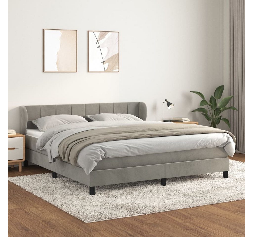 furnicato Bett Boxspringbett mit Matratze Hellgrau 160x200 cm Samt günstig online kaufen