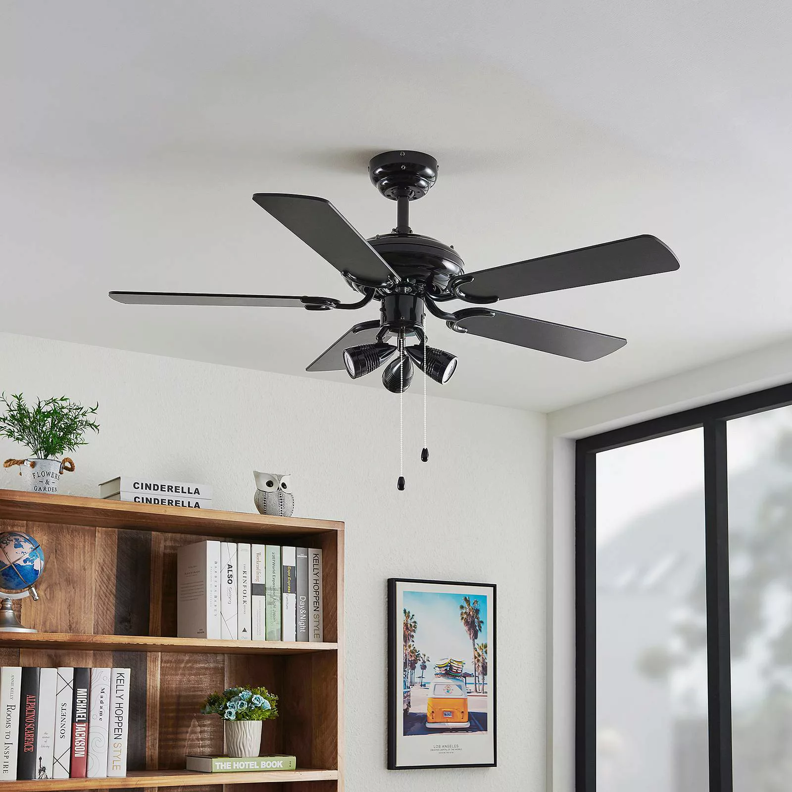 Lucande Deckenventilator mit Licht Anariki, leise, schwarz günstig online kaufen