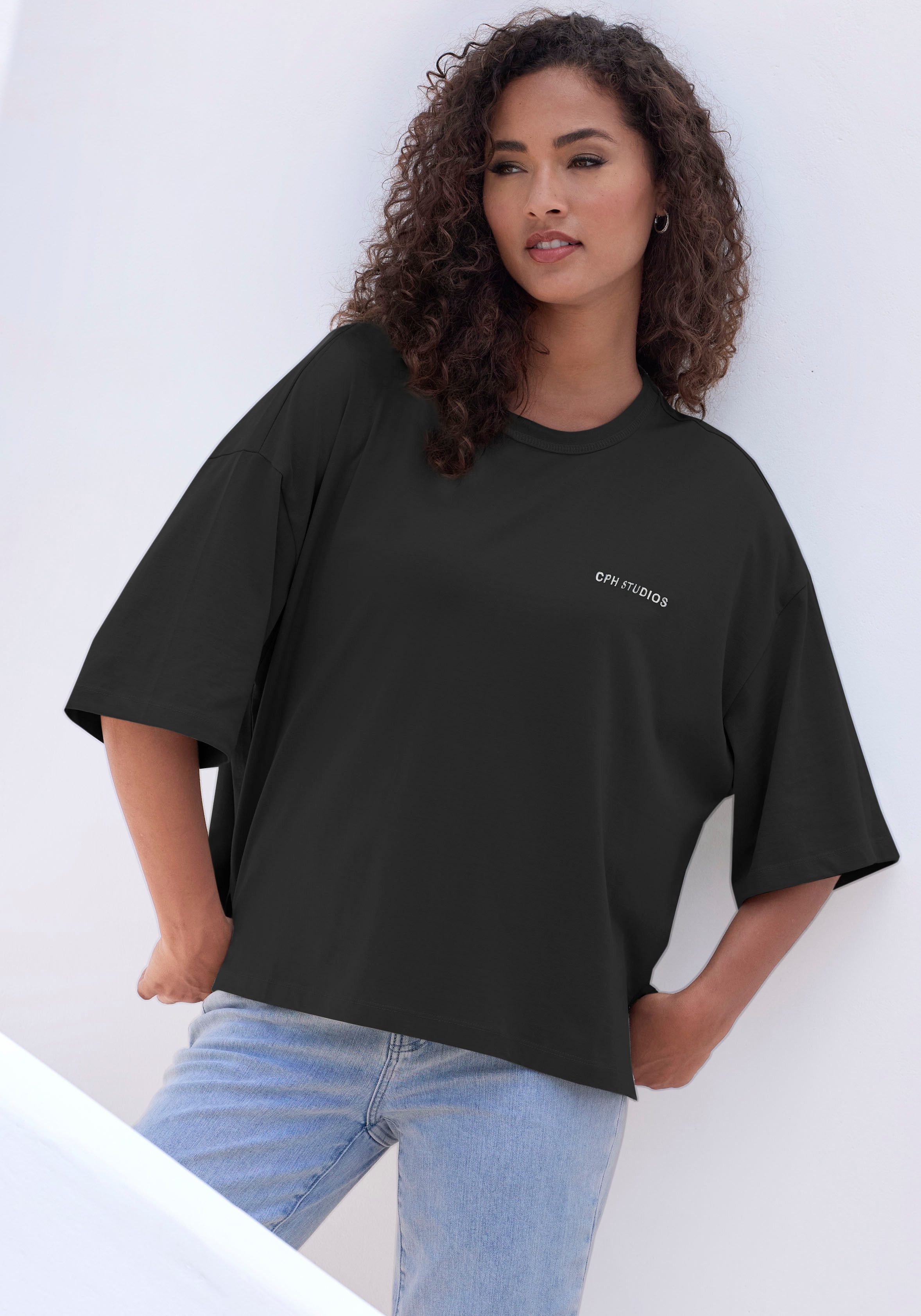 Copenhagen Studios Oversize-Shirt "mit hochwertiger Logostickerei", aus hea günstig online kaufen