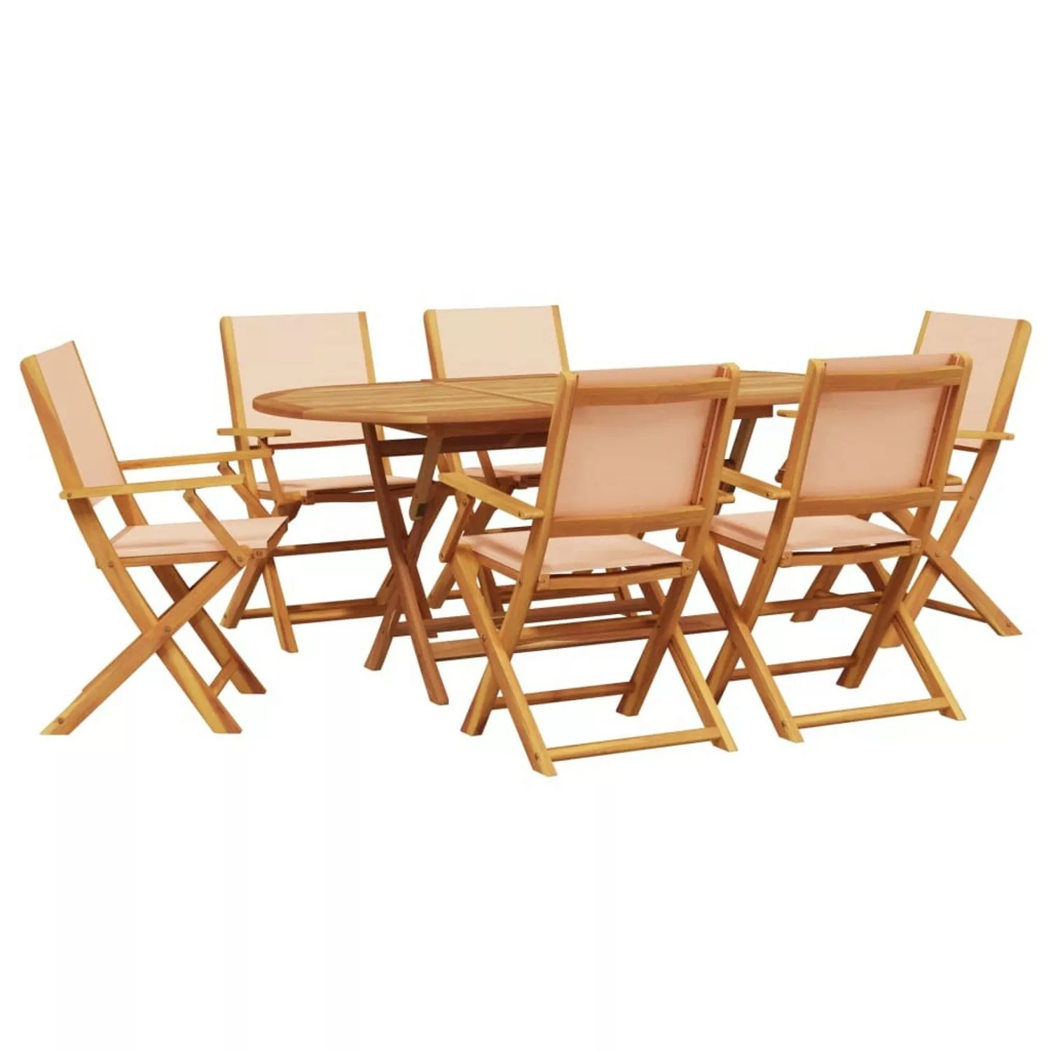 vidaXL 7-tlg Garten-Essgruppe Stoff und Massivholz Beige Modell 1 günstig online kaufen