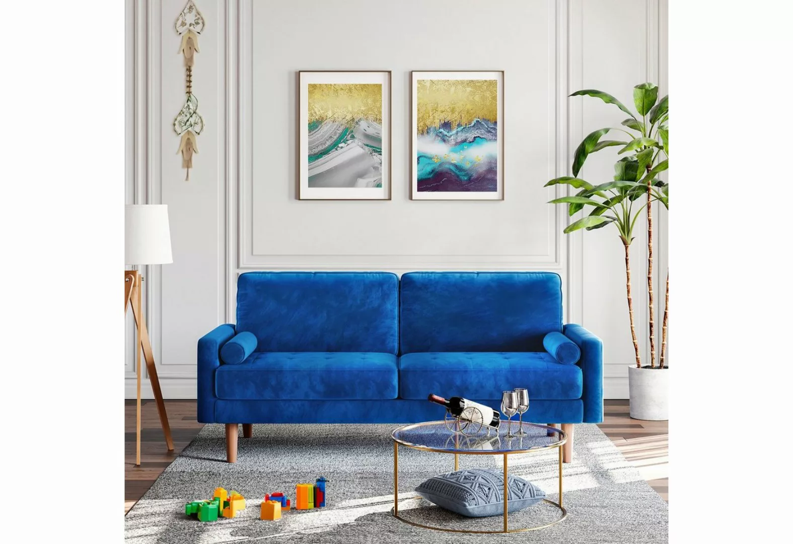 Vesgantti Sofa 3 Sitzer Sofa Gästesofa Modern Couch 176cm verlängern 2er Si günstig online kaufen