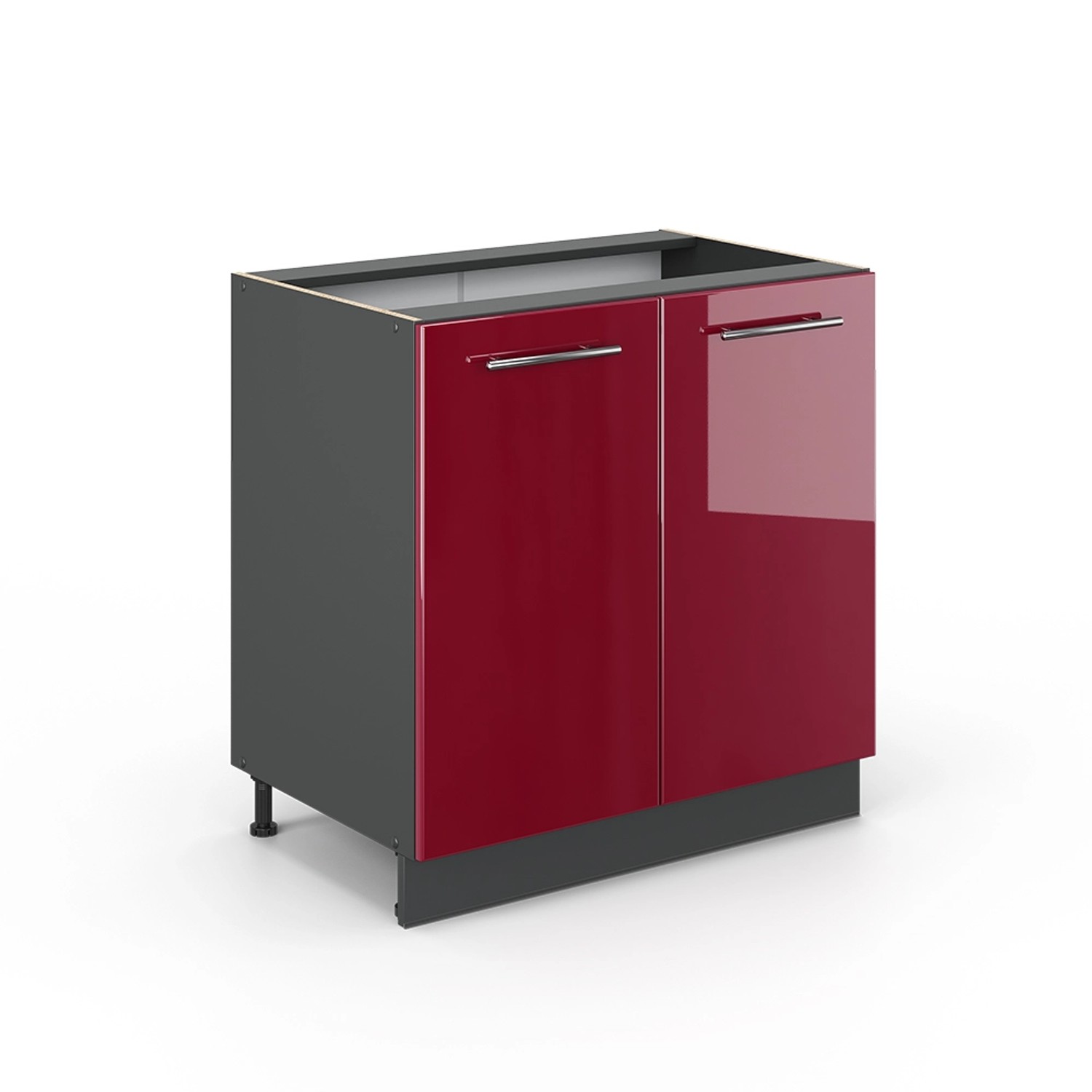 Vicco Spülenunterschrank Fame-Line Bordeaux Hochglanz/Anthrazit 80 cm mit R günstig online kaufen