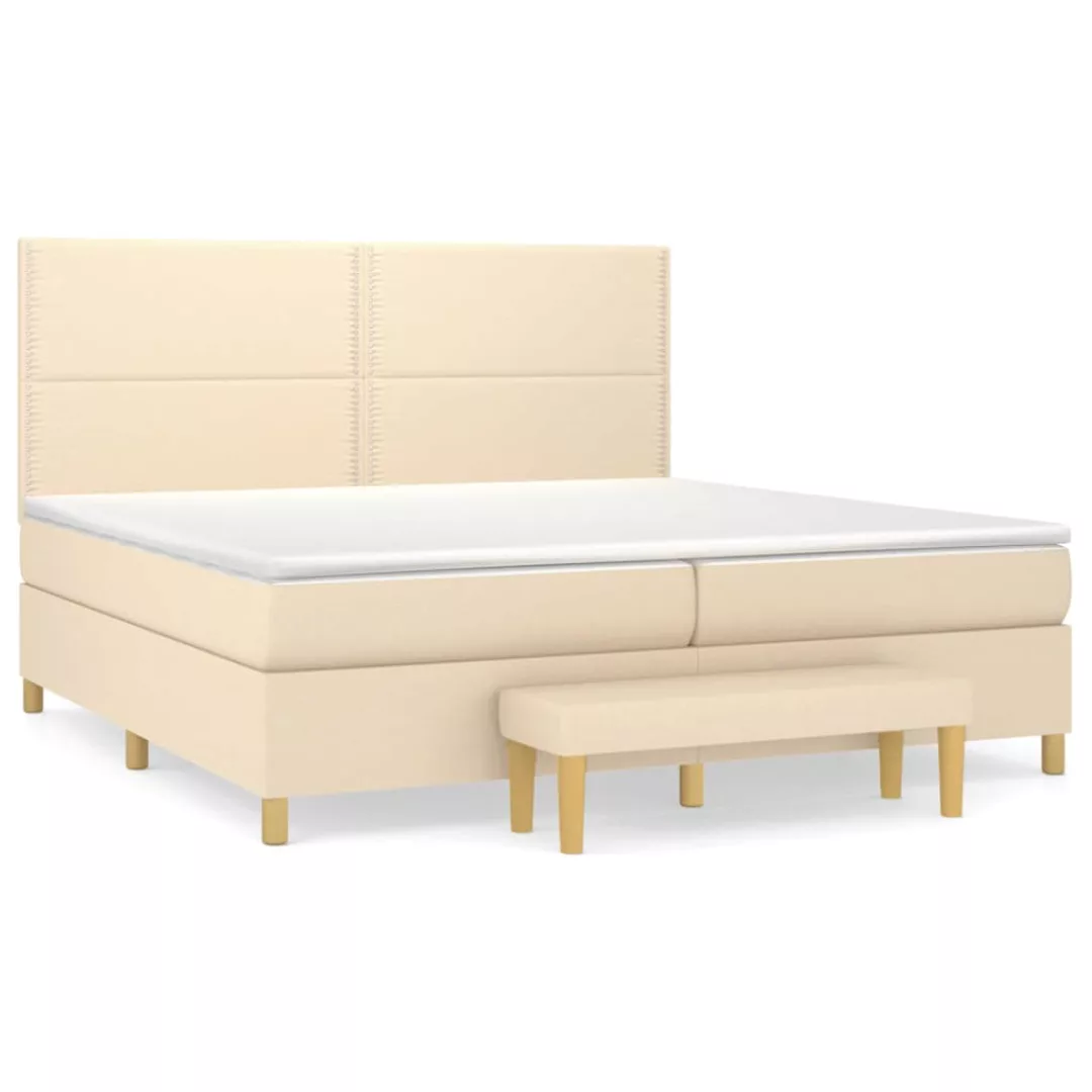 Vidaxl Boxspringbett Mit Matratze Creme 200x200 Cm Stoff günstig online kaufen