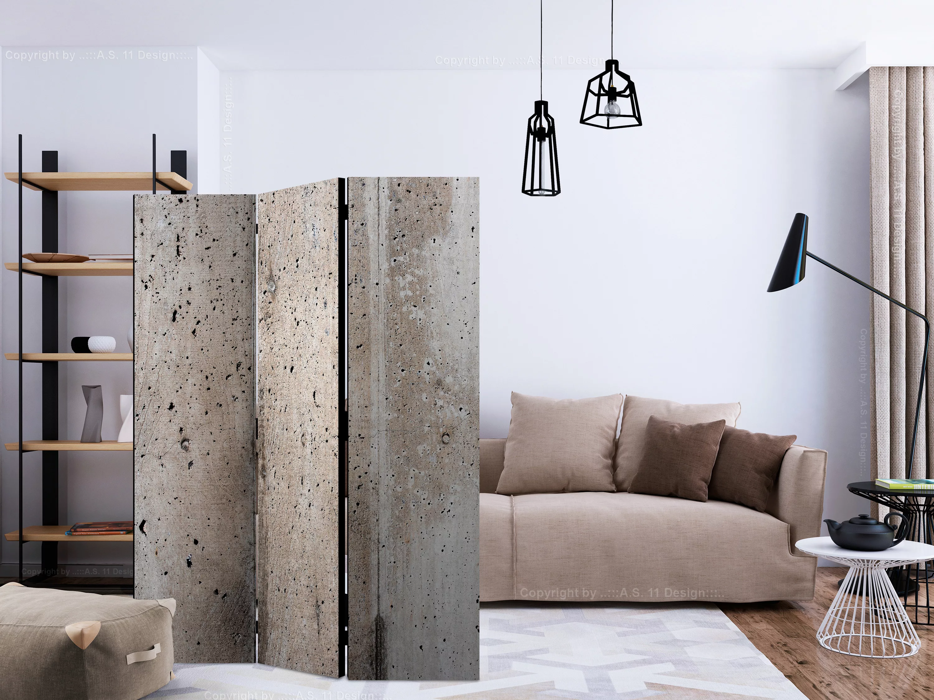 3-teiliges Paravent - Old Concrete [room Dividers] günstig online kaufen