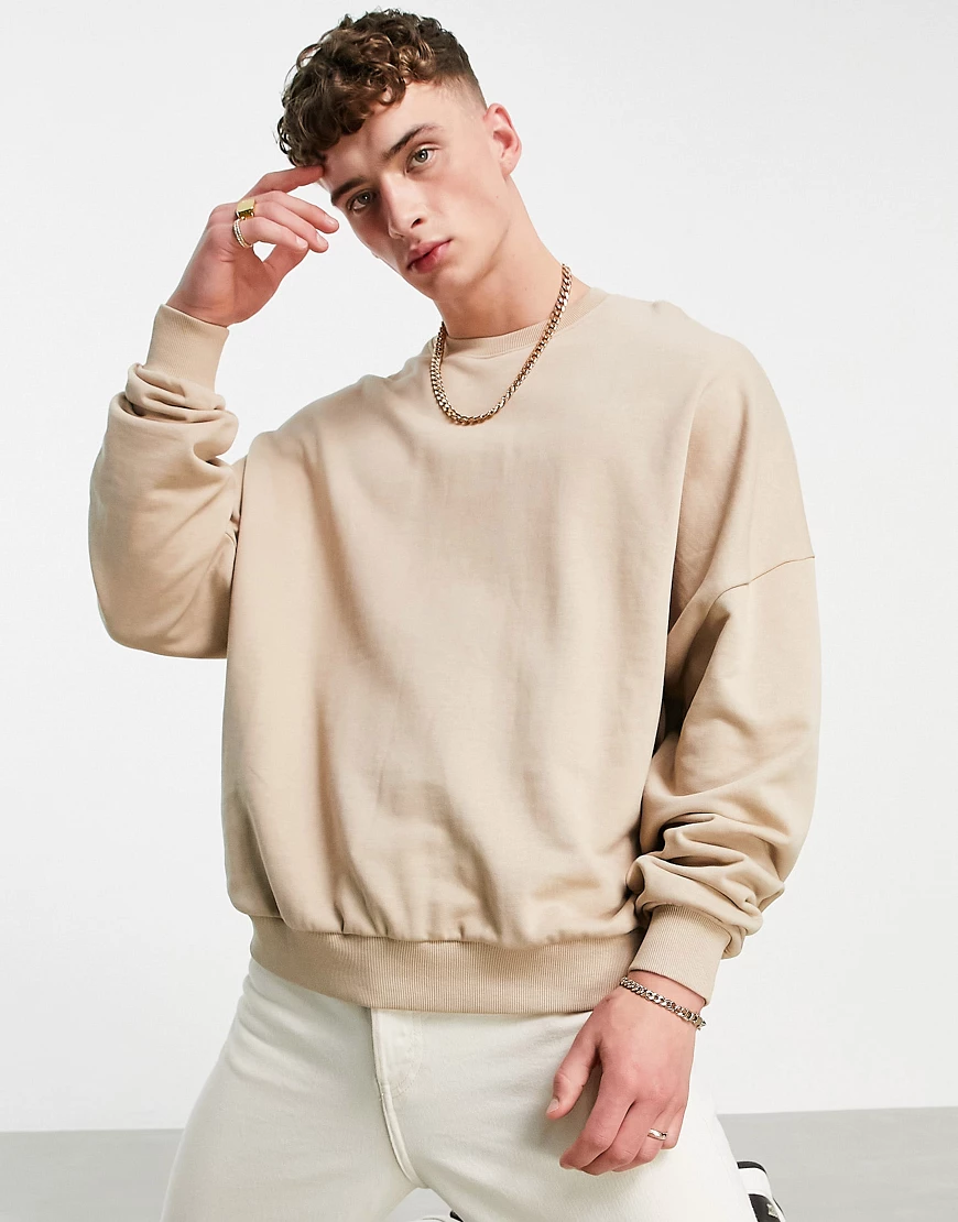 ASOS DESIGN – Oversize-Sweatshirt in Beige-Neutral günstig online kaufen