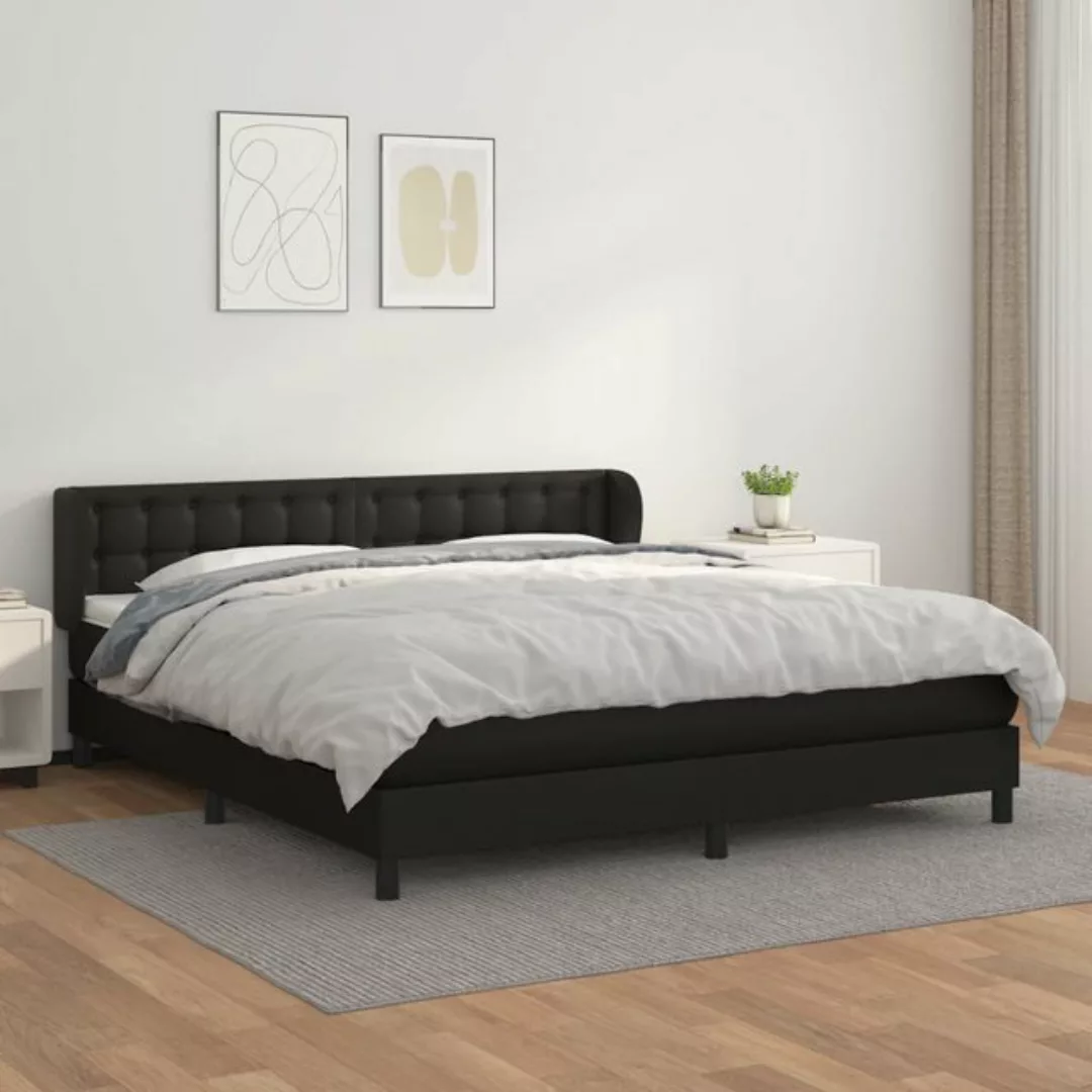 vidaXL Bettgestell Boxspringbett mit Matratze Schwarz 180x200 cm Kunstleder günstig online kaufen