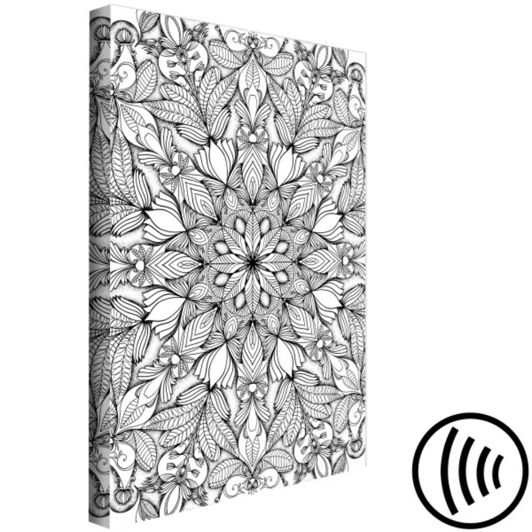 Leinwandbild Monochrome Mandala (1 Part) Vertical XXL günstig online kaufen