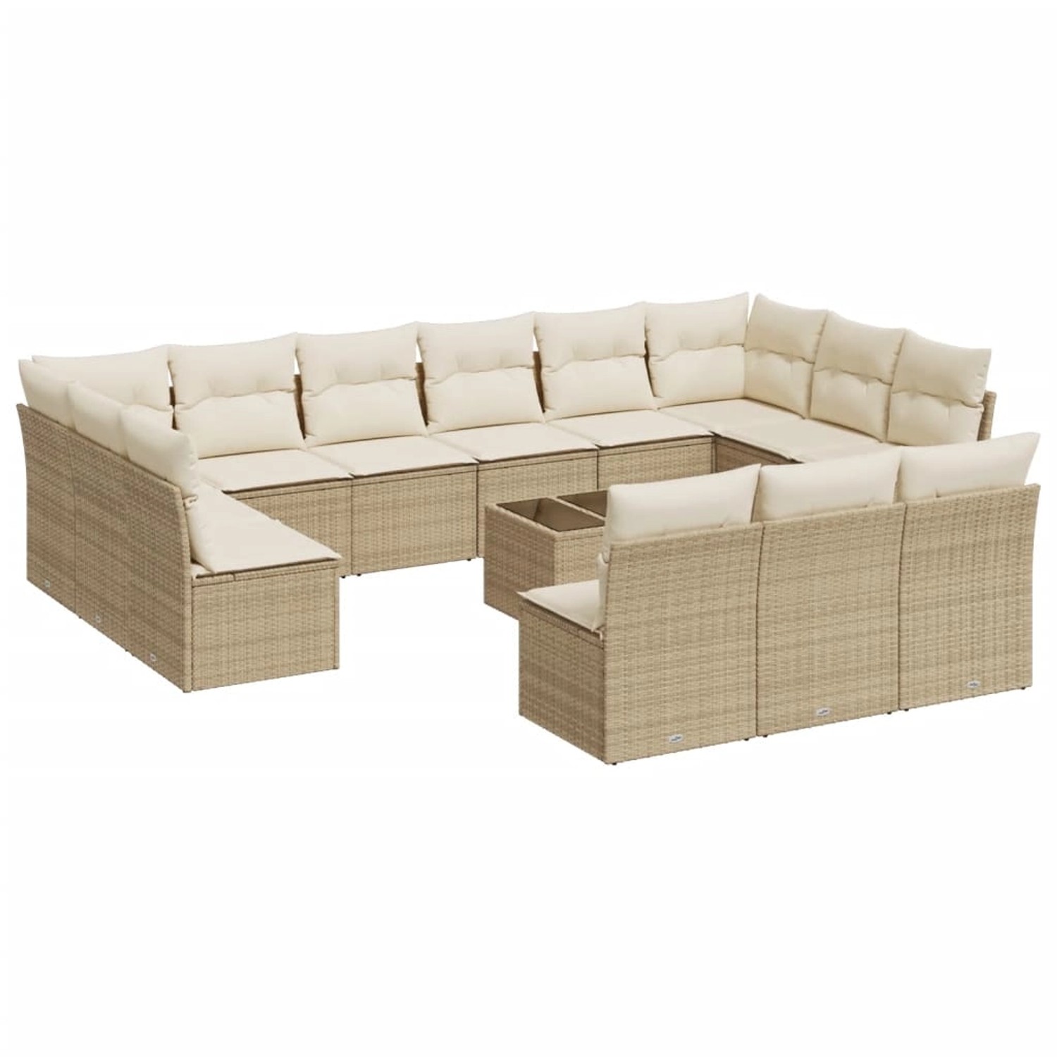 vidaXL 14-Tlg Garten-Sofagarnitur mit Kissen Beige Poly Rattan 3250237 günstig online kaufen