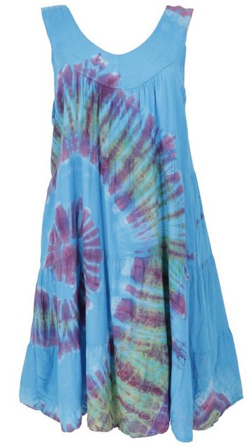 Guru-Shop Midikleid Batik Tunika, Hippie chic, Strandkleid - blau alternati günstig online kaufen