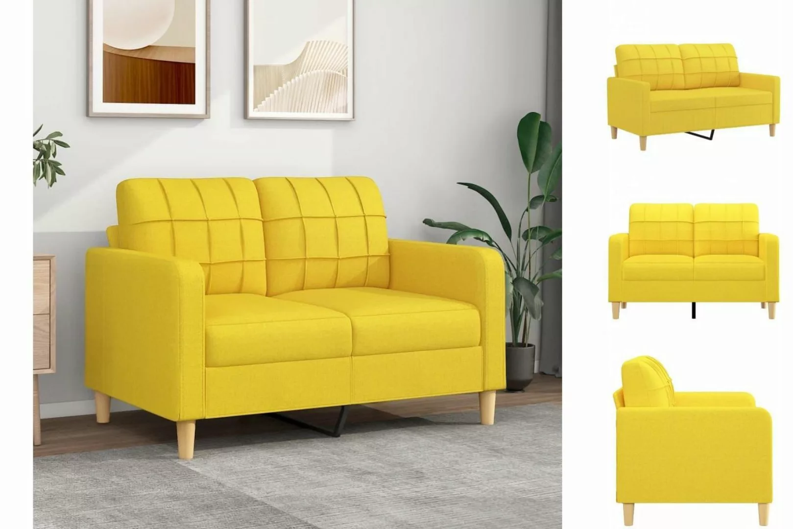 vidaXL Sofa 2-Sitzer Sofa Couch Möbel Hellgelb 120 cm Stoff günstig online kaufen