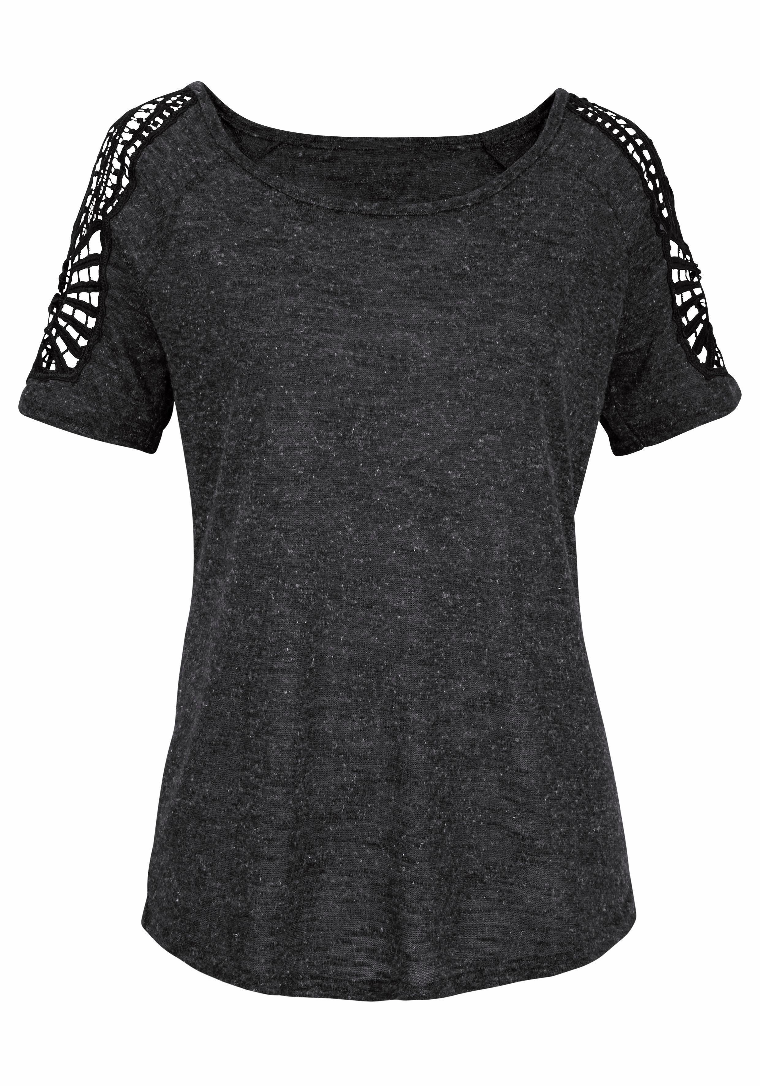 Vivance T-Shirt, mit modischer Häkelspitze günstig online kaufen