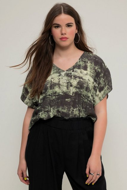 Studio Untold Druckbluse Blusenshirt oversized Allover-Print V-Ausschnitt günstig online kaufen