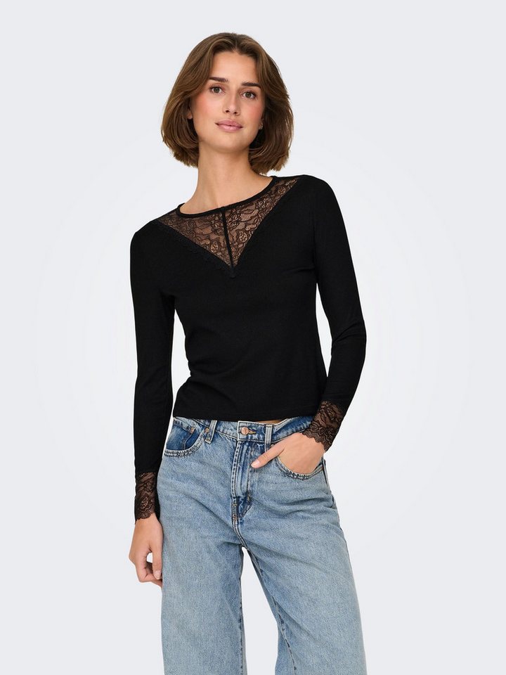 JACQUELINE de YONG Shirttop Top Neckholder Spitzen-Details Langarm Regular günstig online kaufen