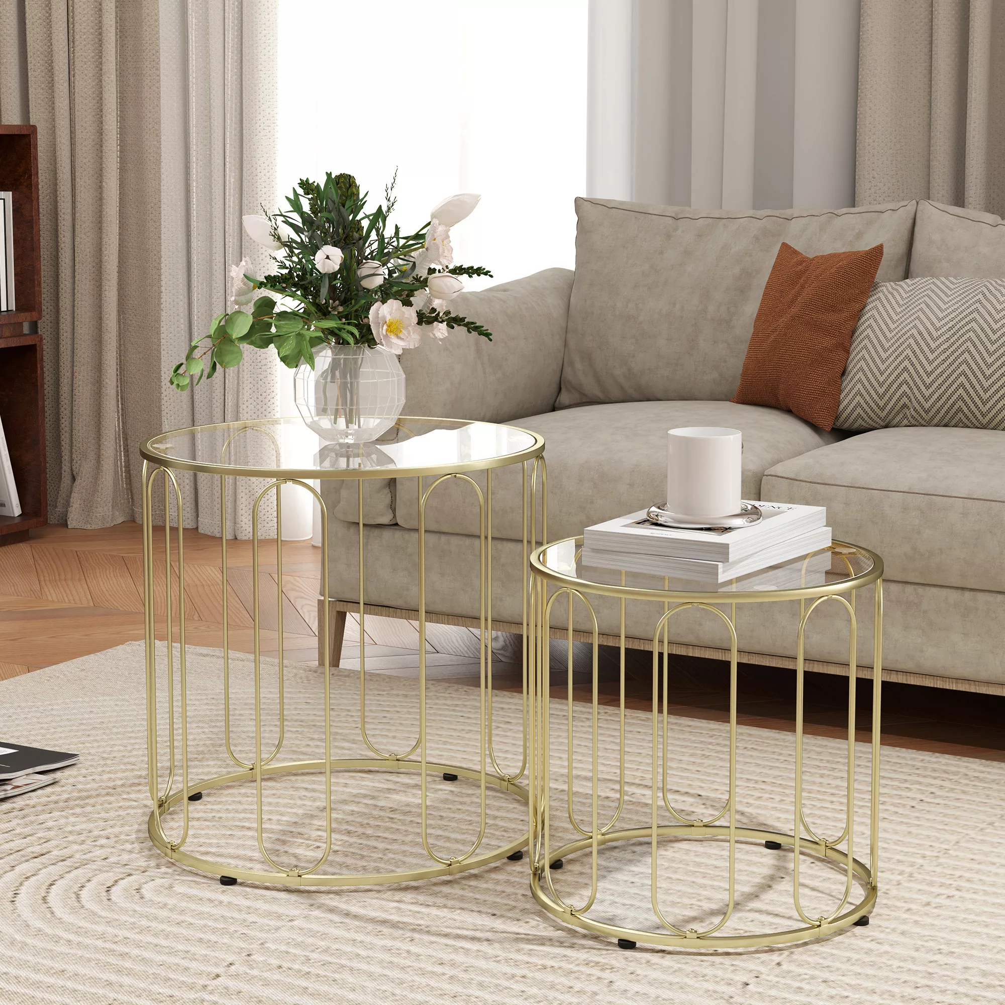 HOMCOM Set mit 2 runden Nests of Tables, stapelbare Beistelltische, moderne günstig online kaufen