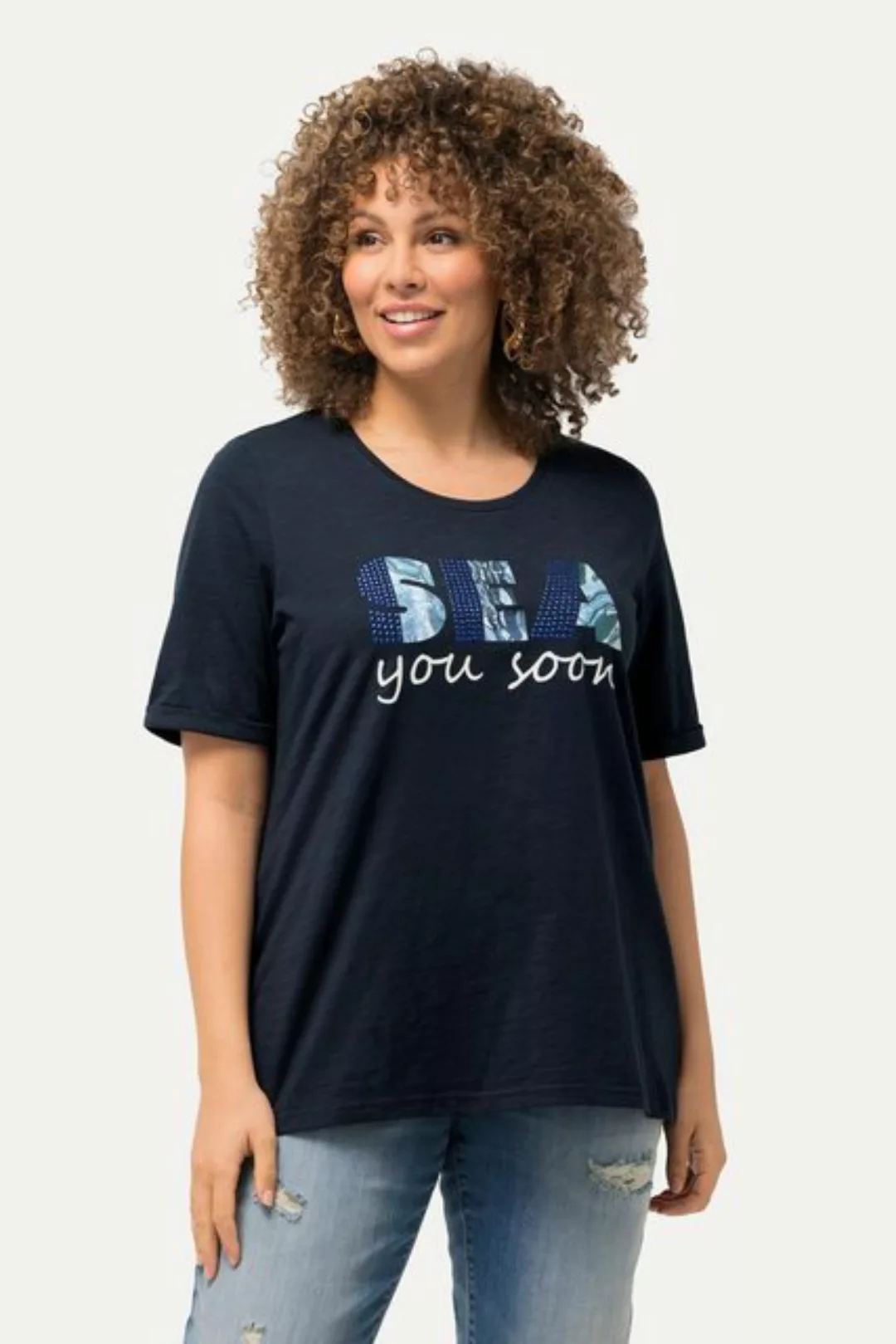 Ulla Popken Rundhalsshirt T-Shirt Sea you soon Classic Rundhals Halbarm günstig online kaufen