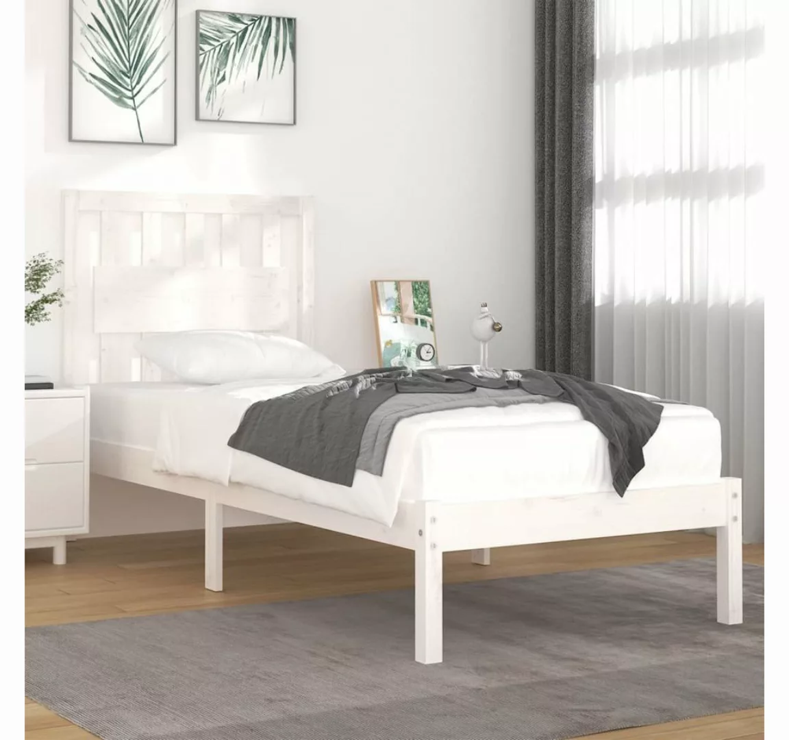 vidaXL Bett Massivholzbett Weiß Kiefer 90x200 cm günstig online kaufen