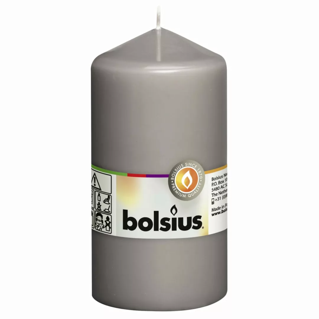 Bolsius Stumpenkerzen 8 Stk. 130 X 68 Mm Warmgrau günstig online kaufen