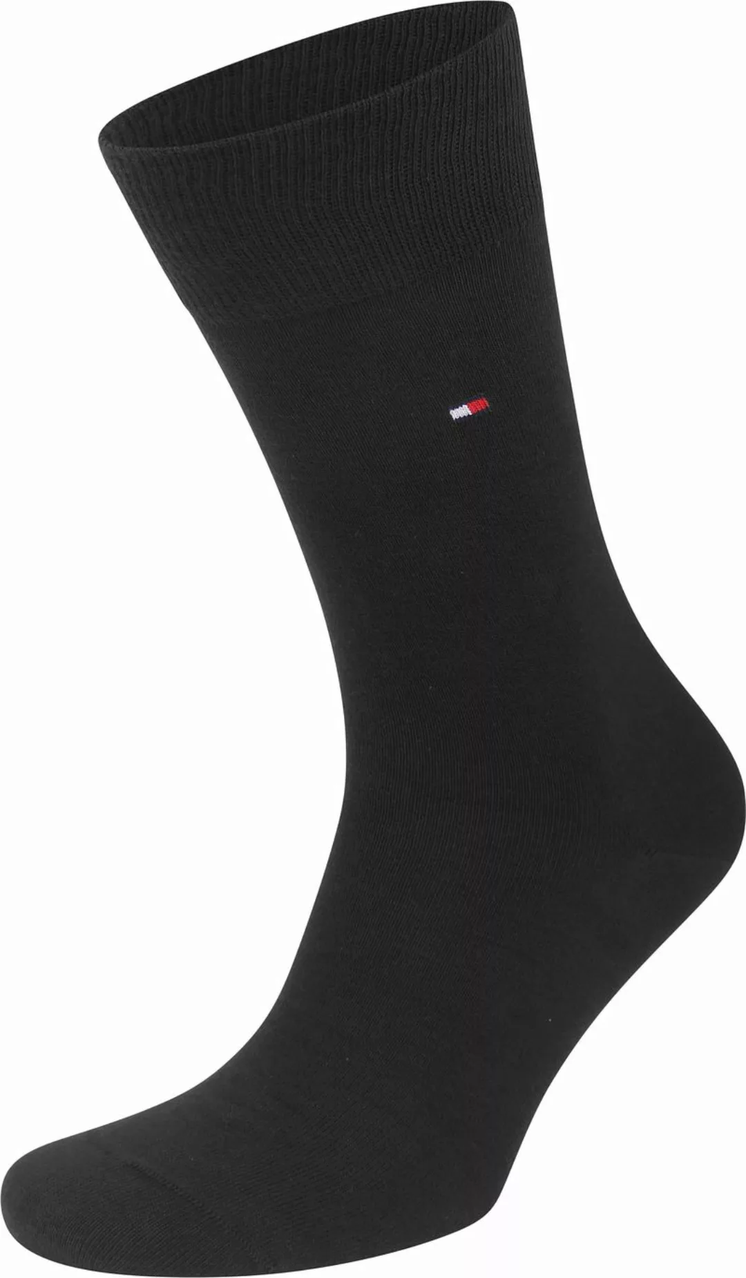 Tommy Hilfiger 2-Pack Socken Streifen Uni Schwarz - Größe 39-42 günstig online kaufen