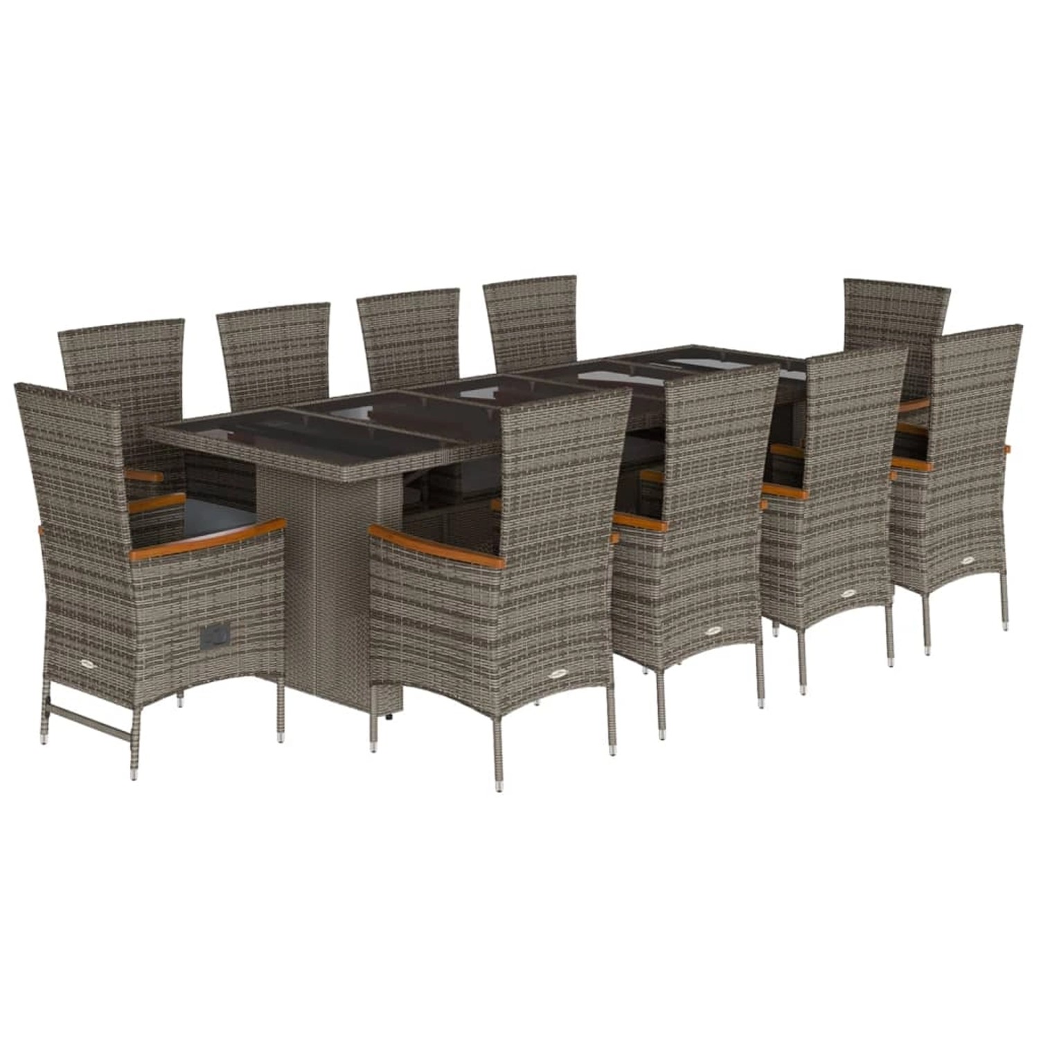 vidaXL 11-Tlg Garten-Essgruppe mit Kissen Grau Poly Rattan 3277559 günstig online kaufen