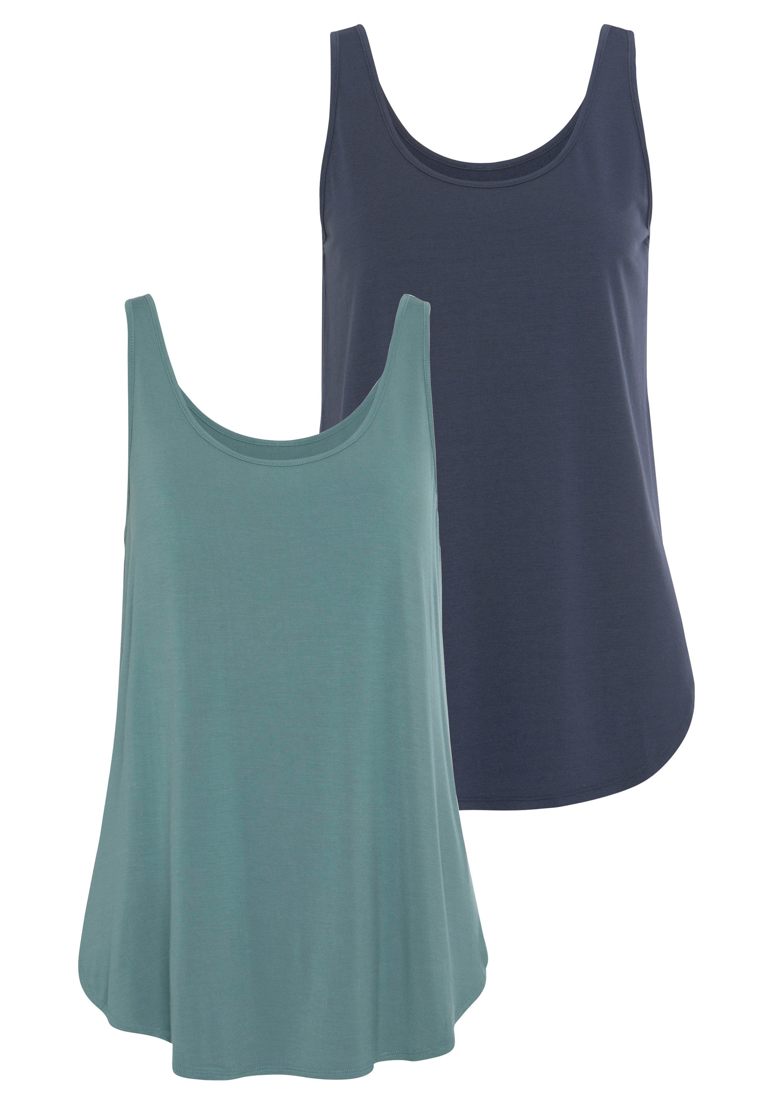 LASCANA Longtop mit gerundetem Saum (2er-Pack) günstig online kaufen