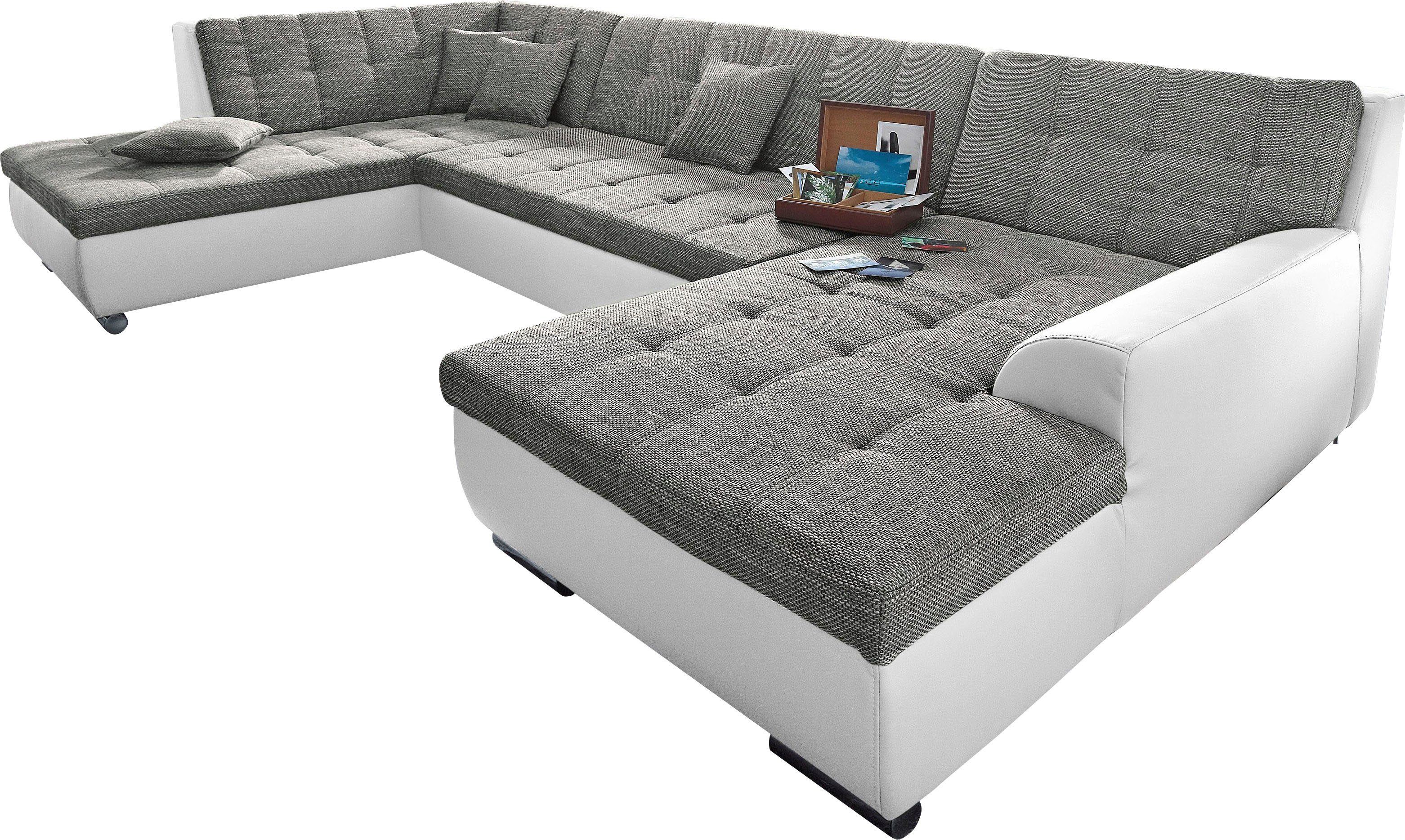 DOMO collection Wohnlandschaft "Treviso incl. Zierkissen, moderne Steppung, günstig online kaufen