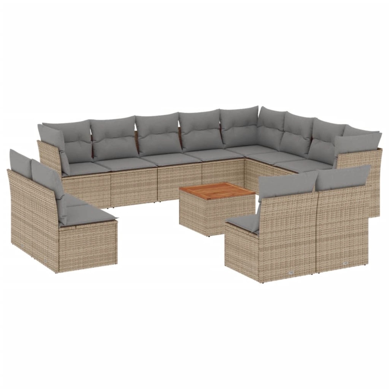 vidaXL 13-Tlg Garten-Sofagarnitur mit Kissen Beige Poly Rattan 3256262 günstig online kaufen
