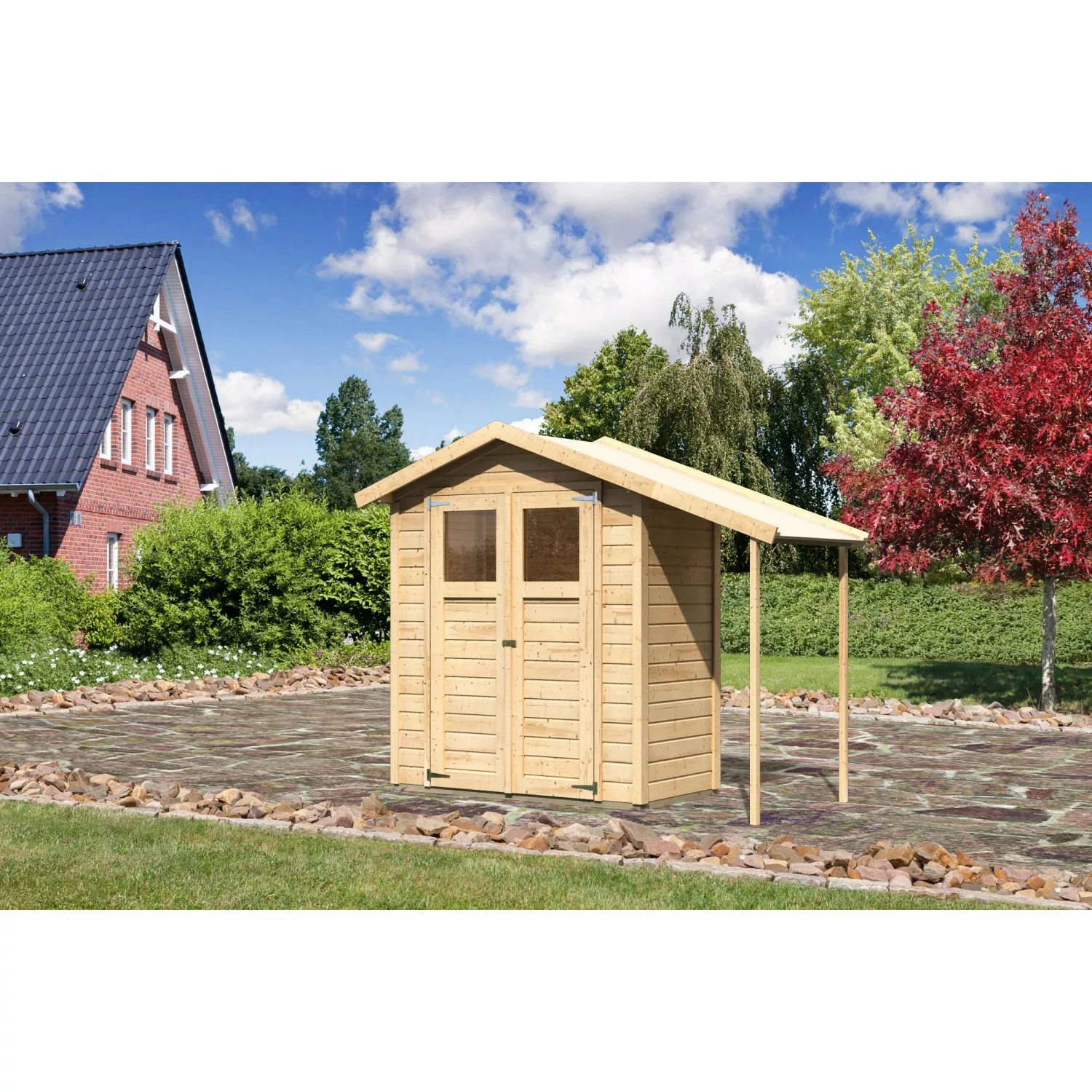 Karibu Holz-Gartenhaus Orsa Naturbelassen Satteldach 177 cm x 89,5 cm günstig online kaufen