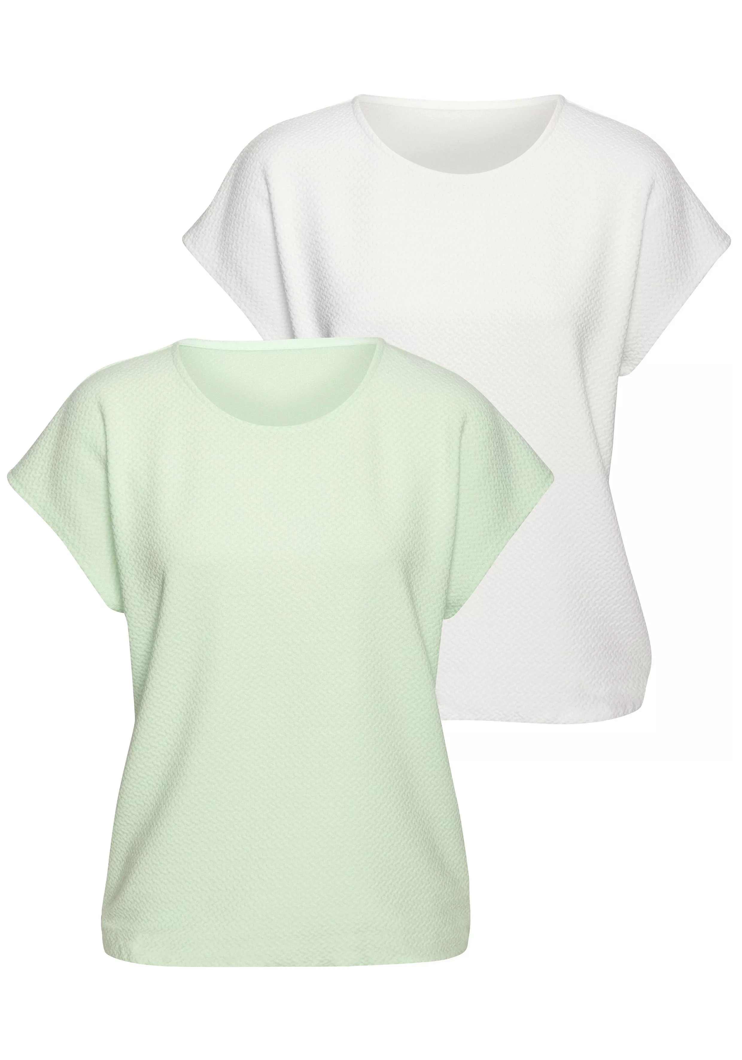Vivance Kurzarmshirt "aus bügelfreier Strukturqualität im 2er Pack", (Packu günstig online kaufen