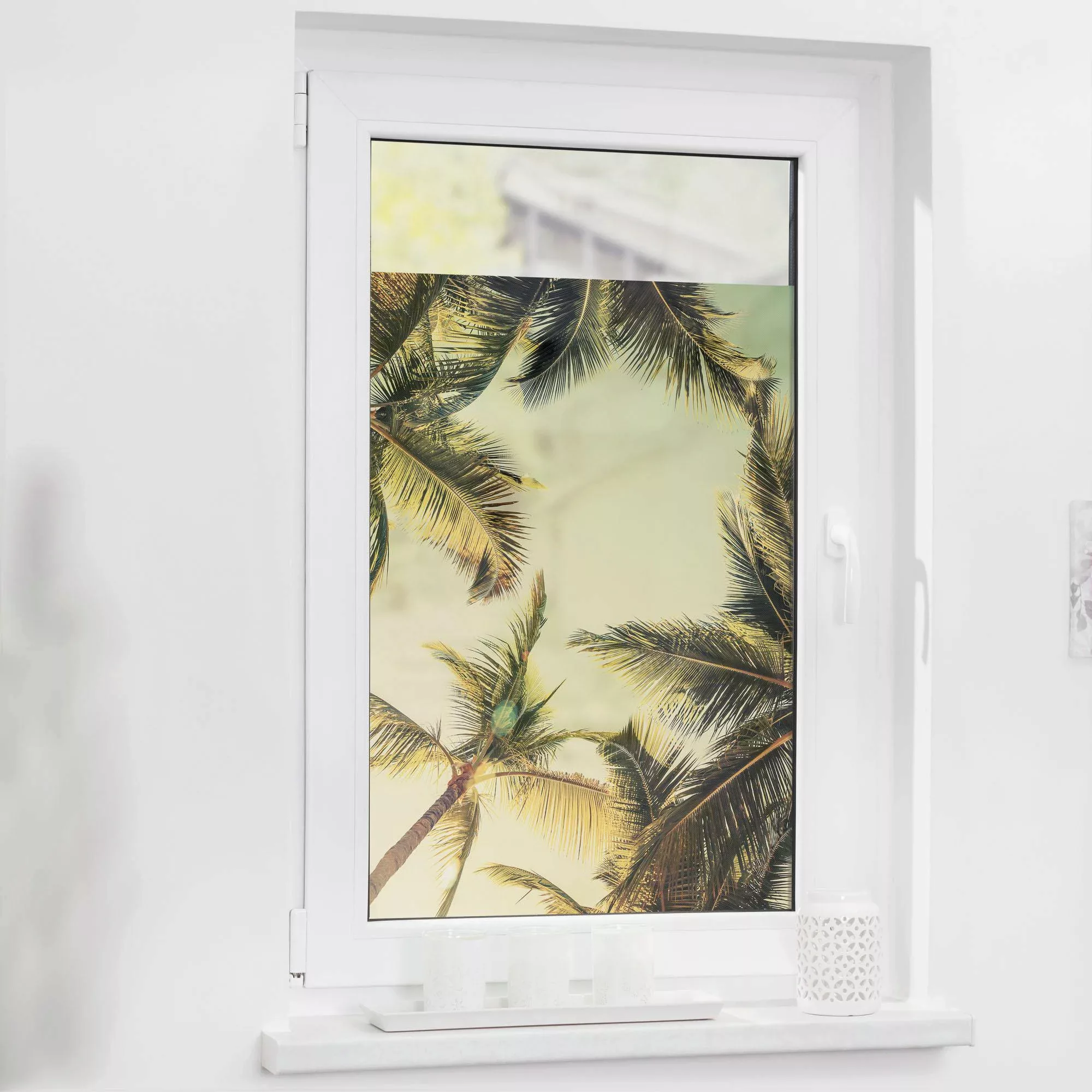 LICHTBLICK ORIGINAL Fensterfolie »Palmen und Sonne«, 1 St., blickdicht, str günstig online kaufen
