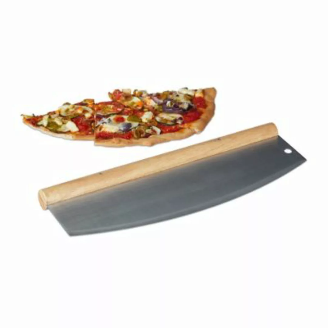 relaxdays Pizza Wiegemesser aus Edelstahl silber günstig online kaufen
