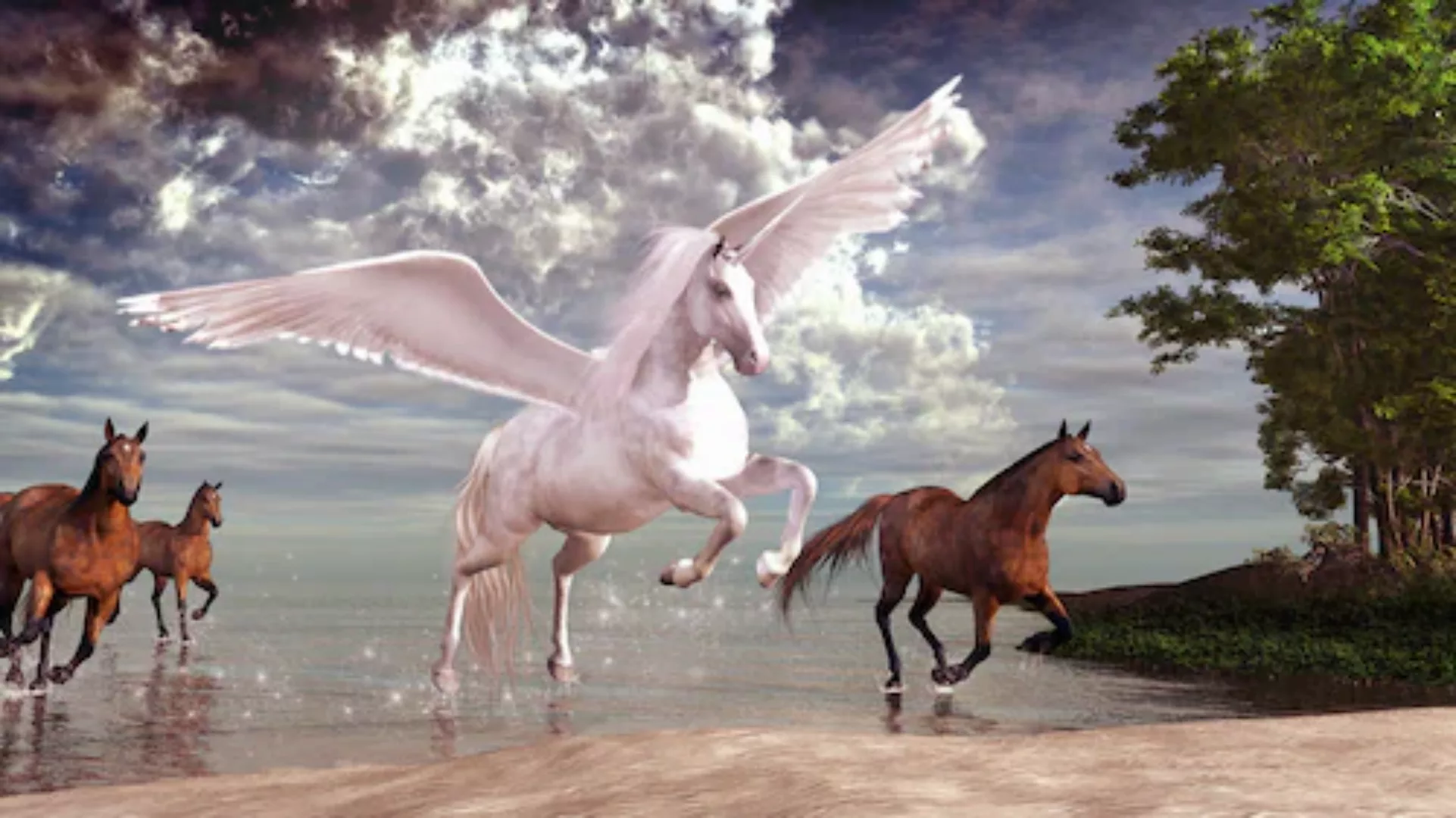 Papermoon Fototapete »Pegasus und Pferde« günstig online kaufen