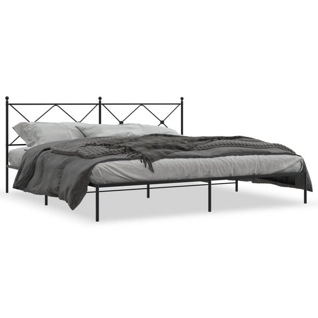 vidaXL Bettgestell, Bettrahmen mit Kopfteil Metall Schwarz 193x203 cm günstig online kaufen