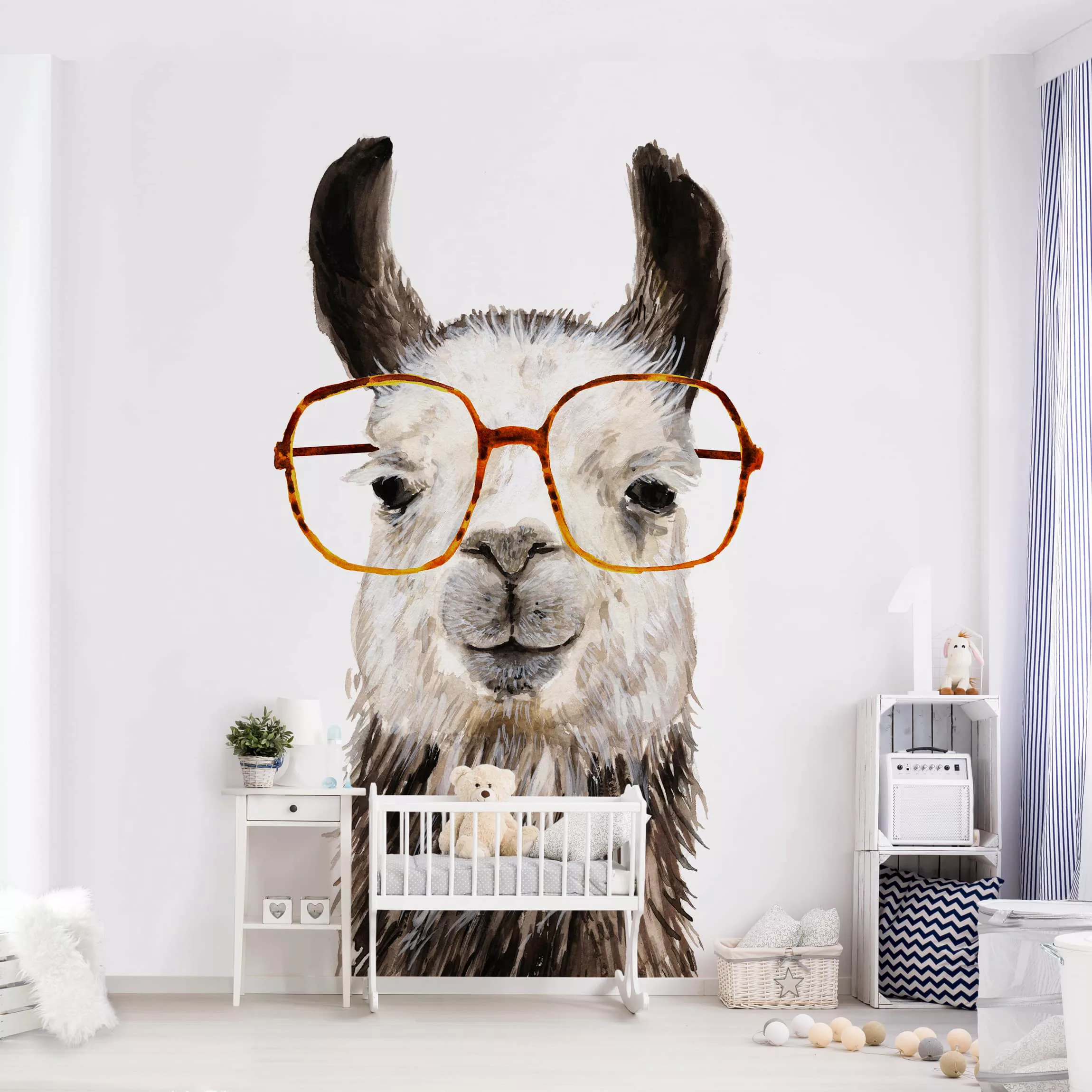 Fototapete Hippes Lama mit Brille IV günstig online kaufen