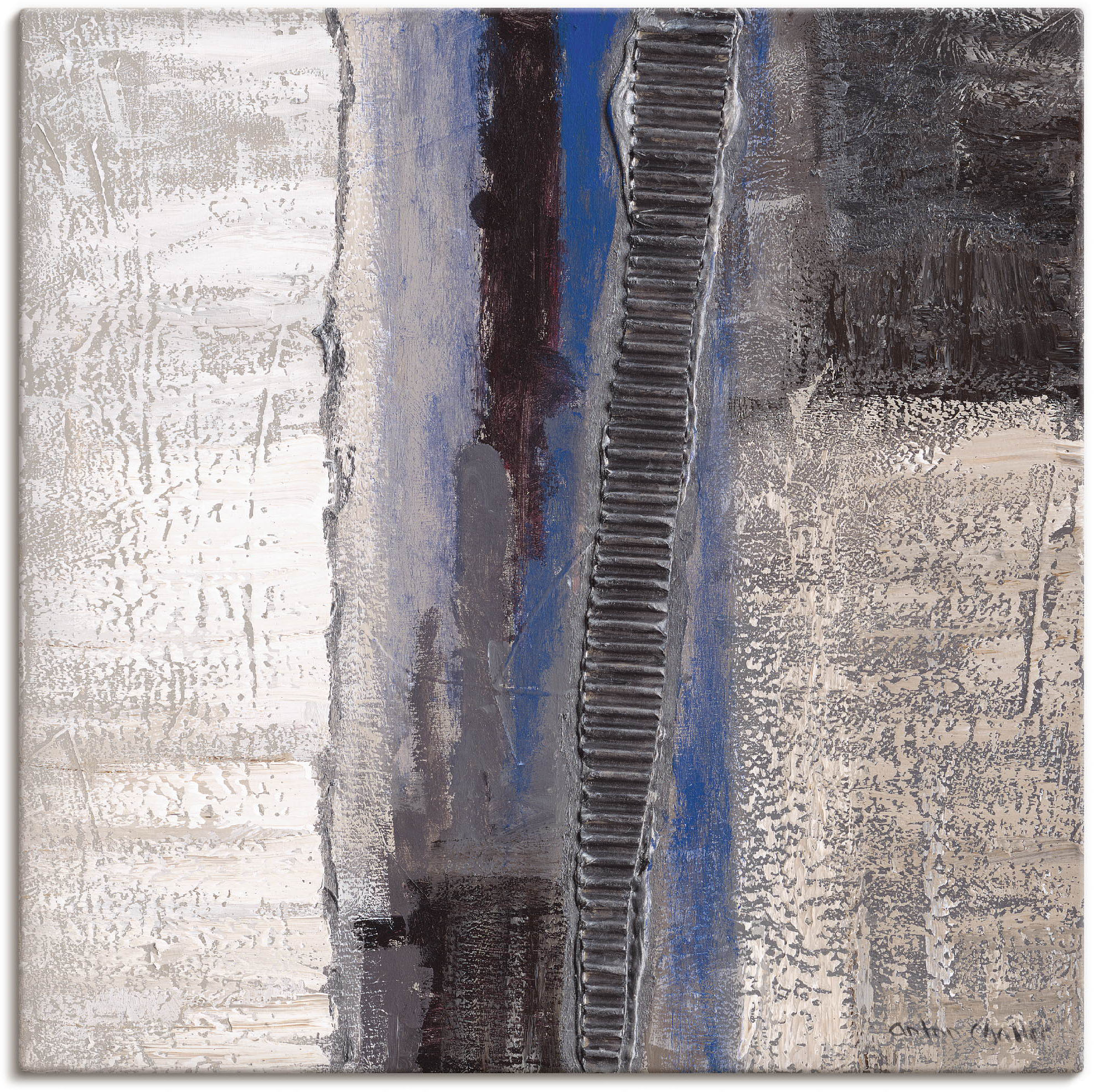 Artland Wandbild »Blau-silber Abstrakt I«, Muster, (1 St.), als Alubild, Ou günstig online kaufen