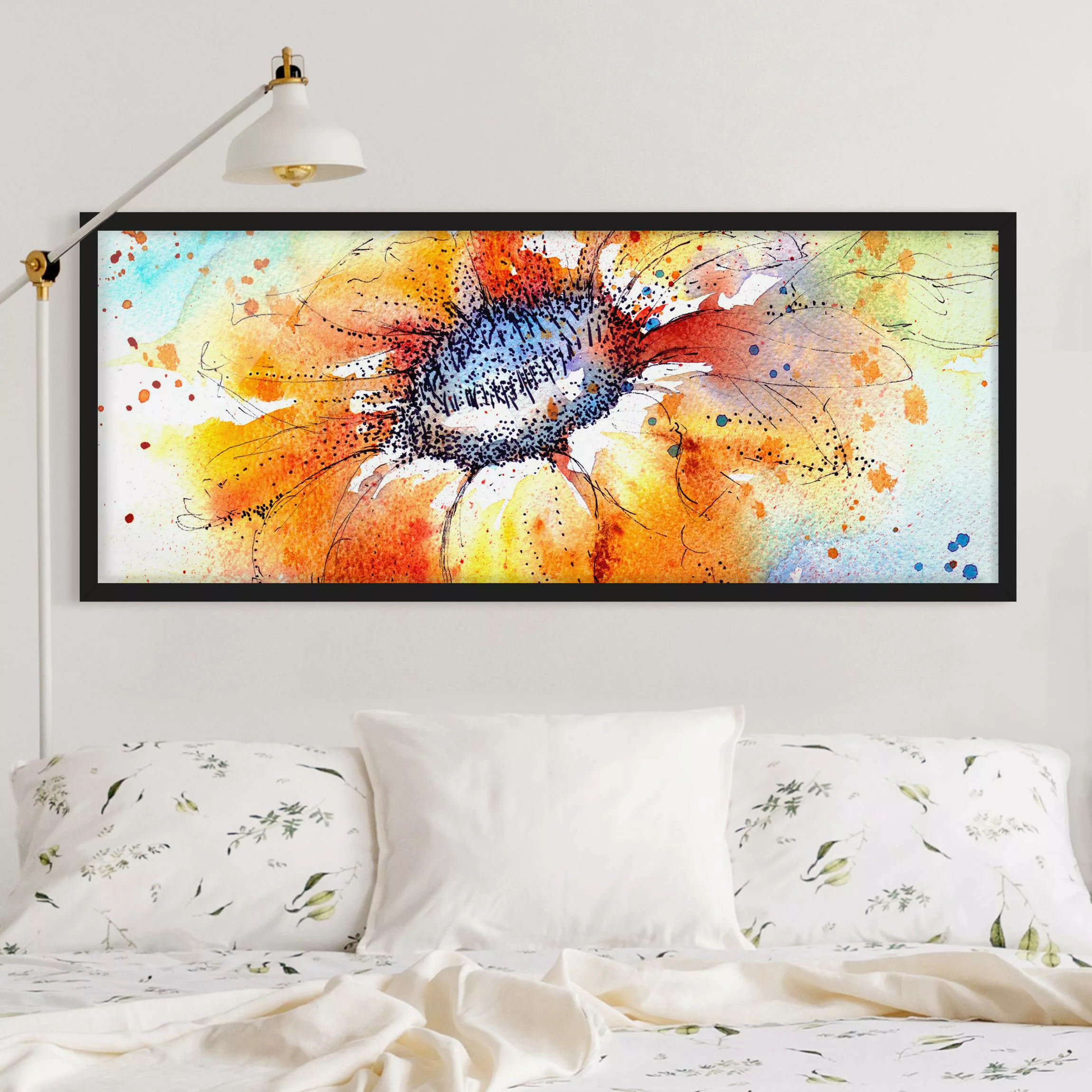 Bild mit Rahmen - Panorama Painted Sunflower günstig online kaufen