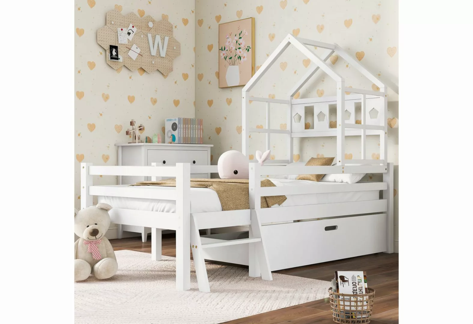 Gotagee Kinderbett Hausbett Kinderbett mit Leiter Schubladen Einzelbett Hoc günstig online kaufen