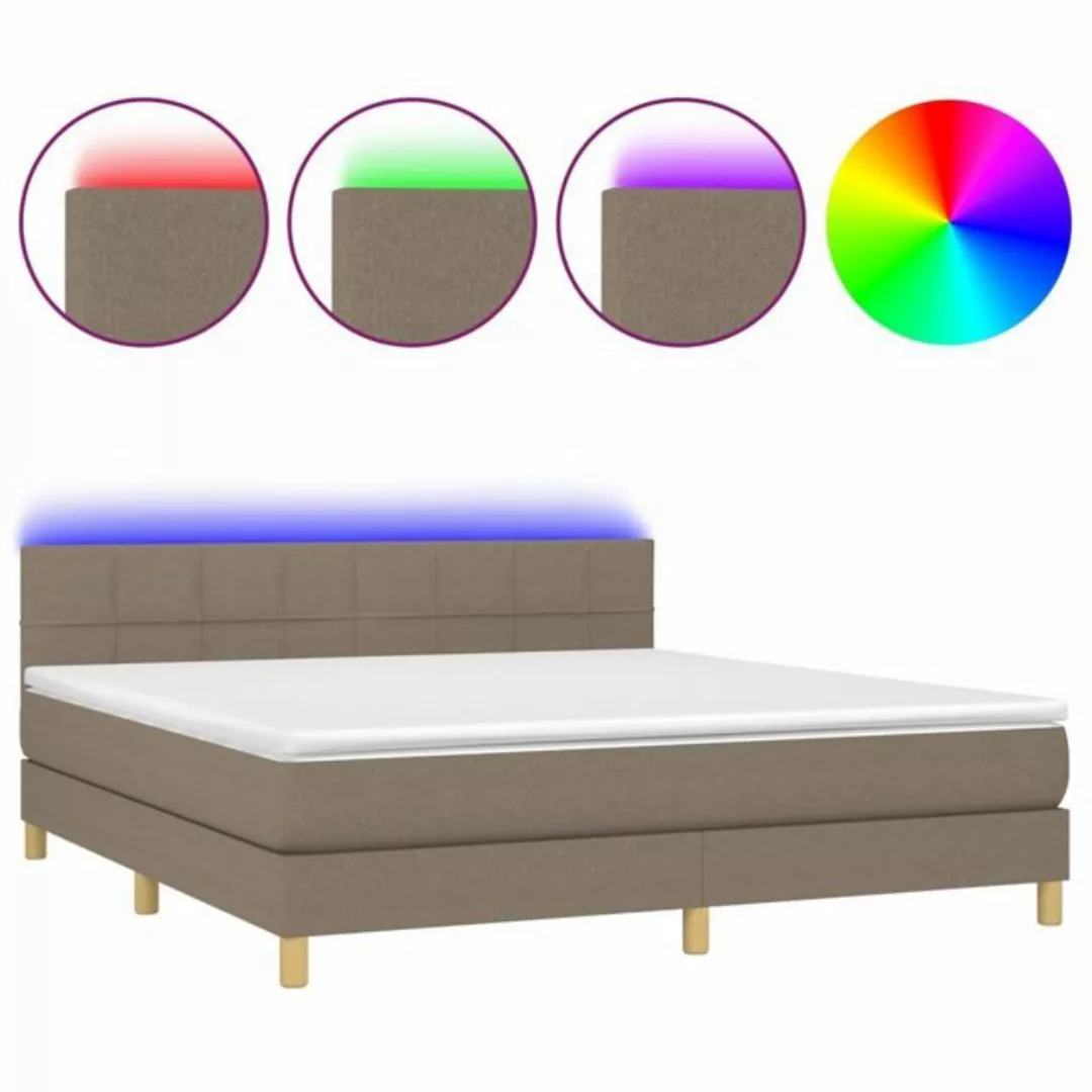 vidaXL Bettgestell Boxspringbett mit Matratze LED Taupe 160x200 cm Stoff Be günstig online kaufen