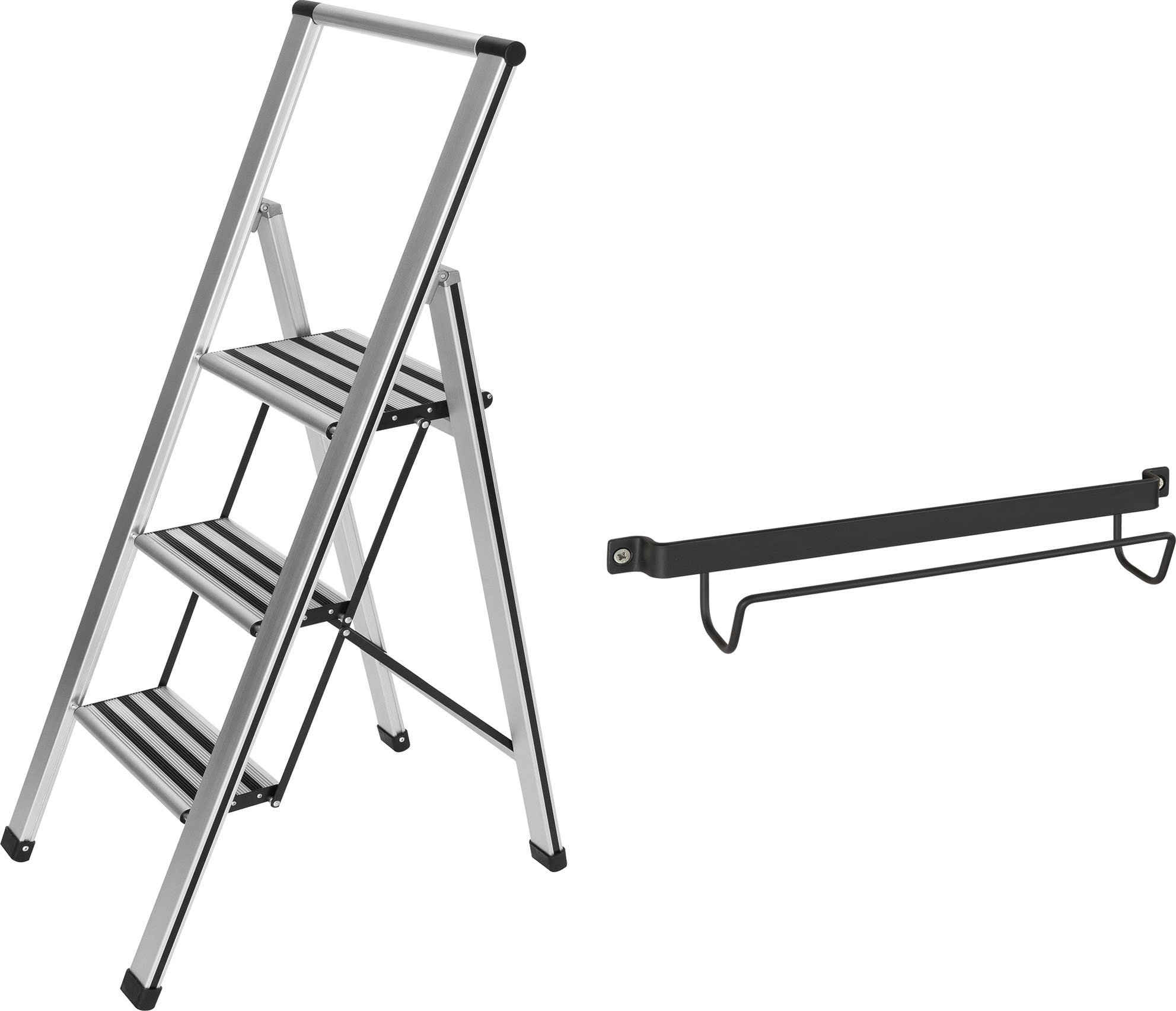 WENKO Trittleiter »Modell Alu-Design«, (2 St.), stabile Klapptritt Leiter, günstig online kaufen