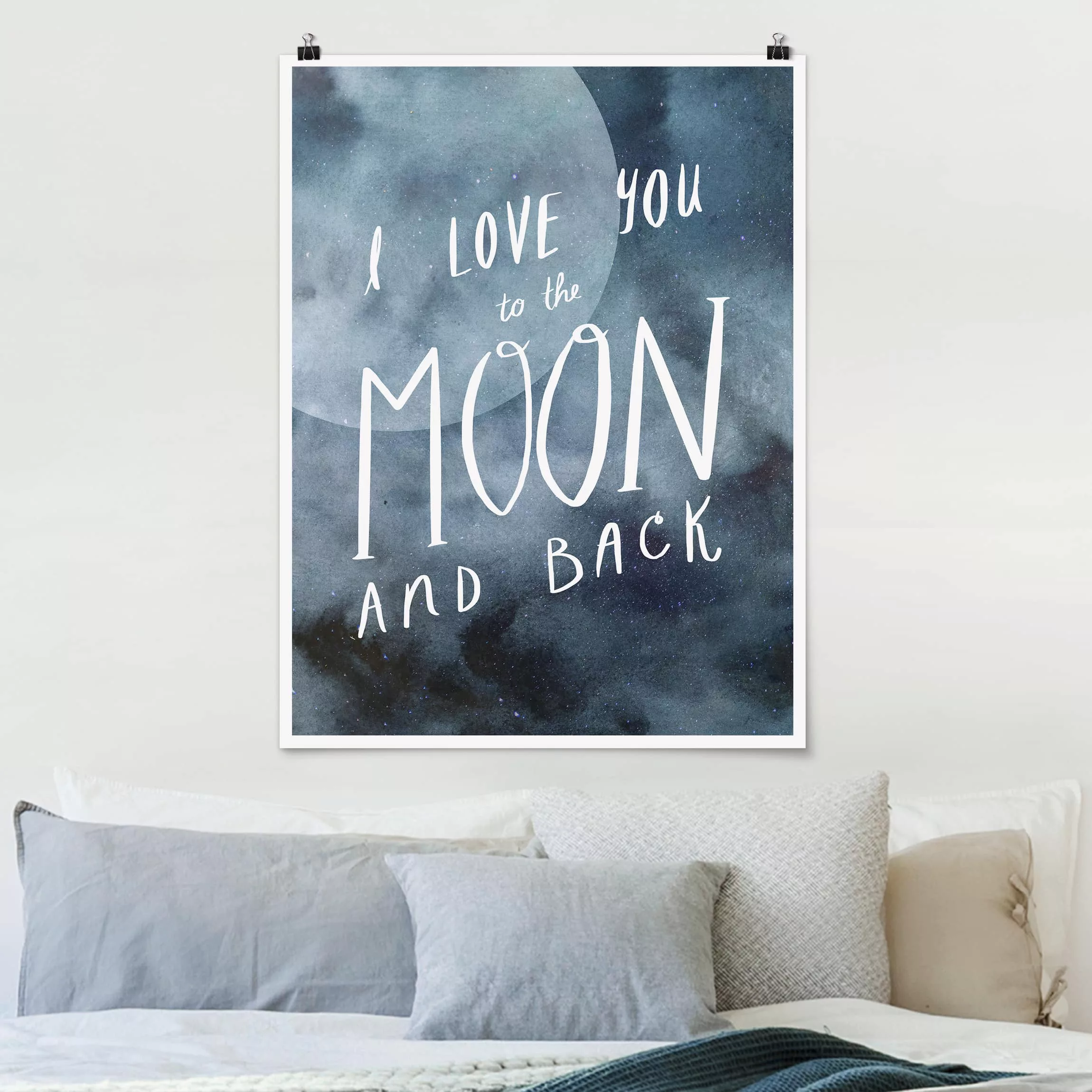 Poster Spruch - Hochformat Himmlische Liebe - Mond günstig online kaufen
