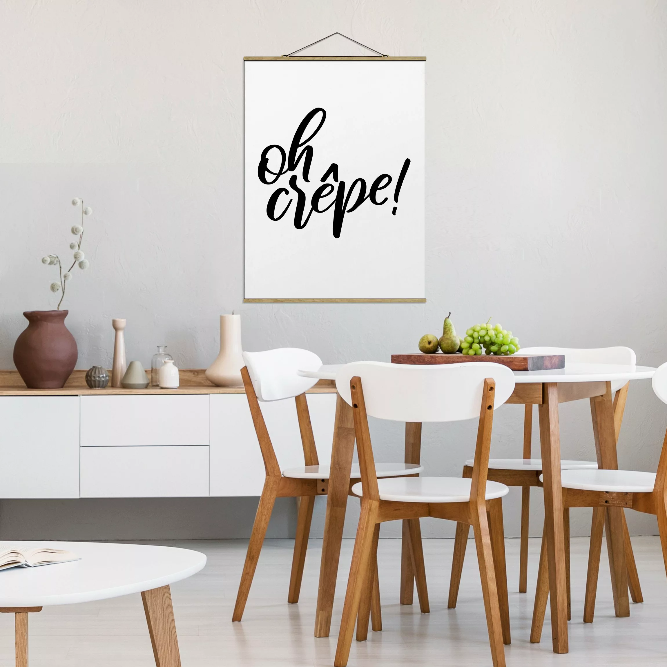 Stoffbild Spruch mit Posterleisten - Hochformat Oh crêpe! günstig online kaufen