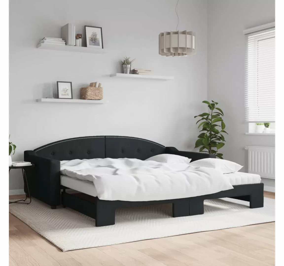 vidaXL Gästebett Gästebett Tagesbett Ausziehbar mit Matratzen Schwarz 100x2 günstig online kaufen