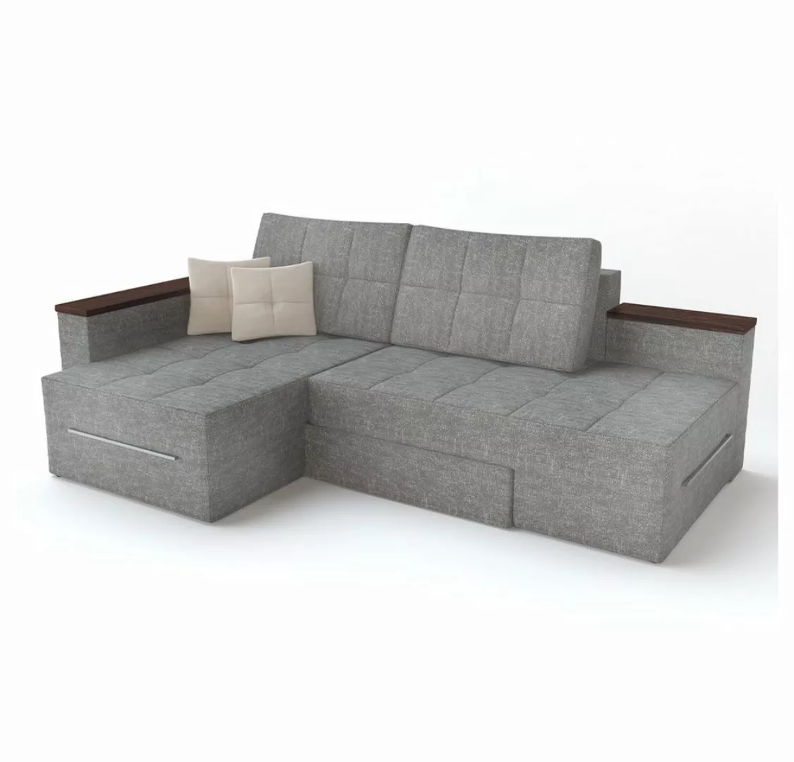 VitaliSpa® Ecksofa, Grau/Grau, 160 x 240 cm Linke Ecke, mit Bettfunktion günstig online kaufen