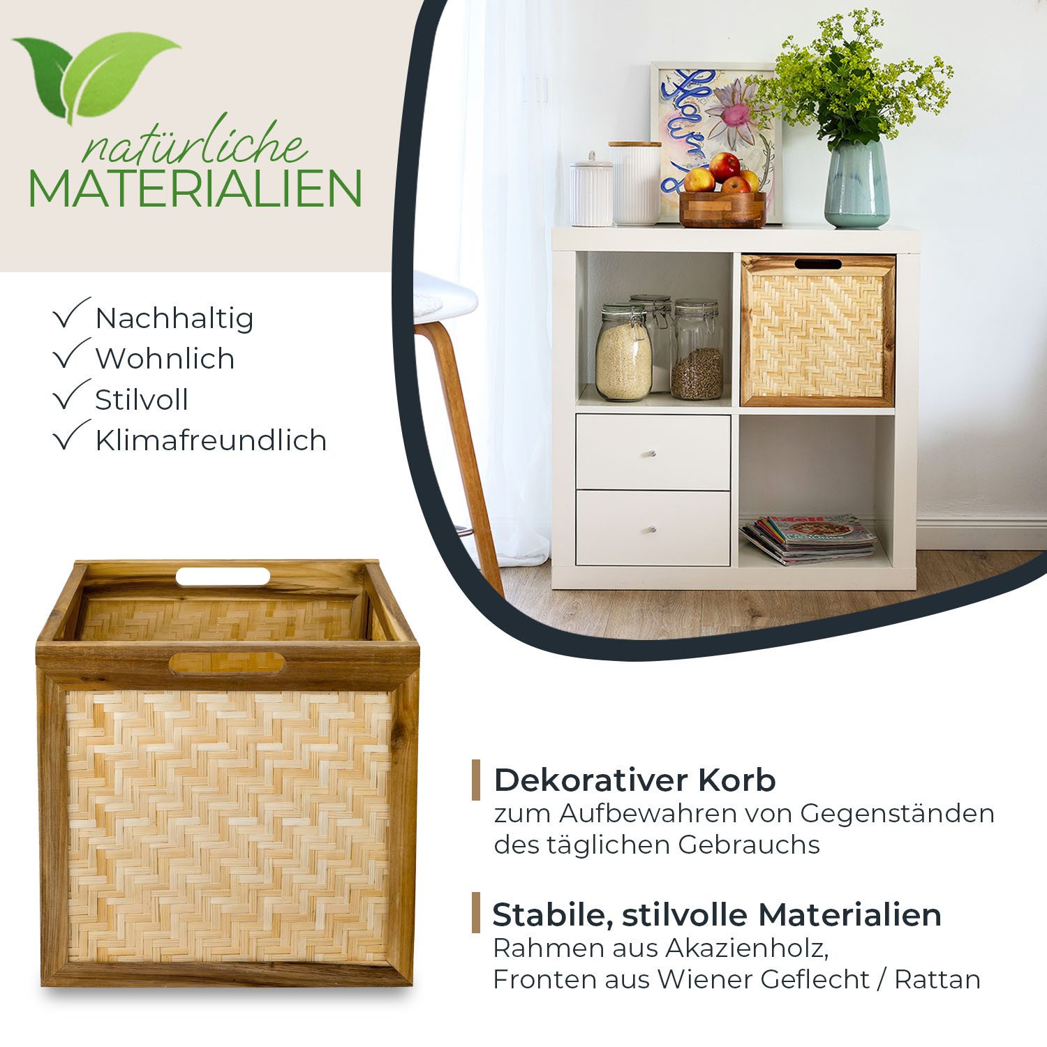 HMF Regalkorb Aufbewahrungskorb, geflochten aus Rattan günstig online kaufen