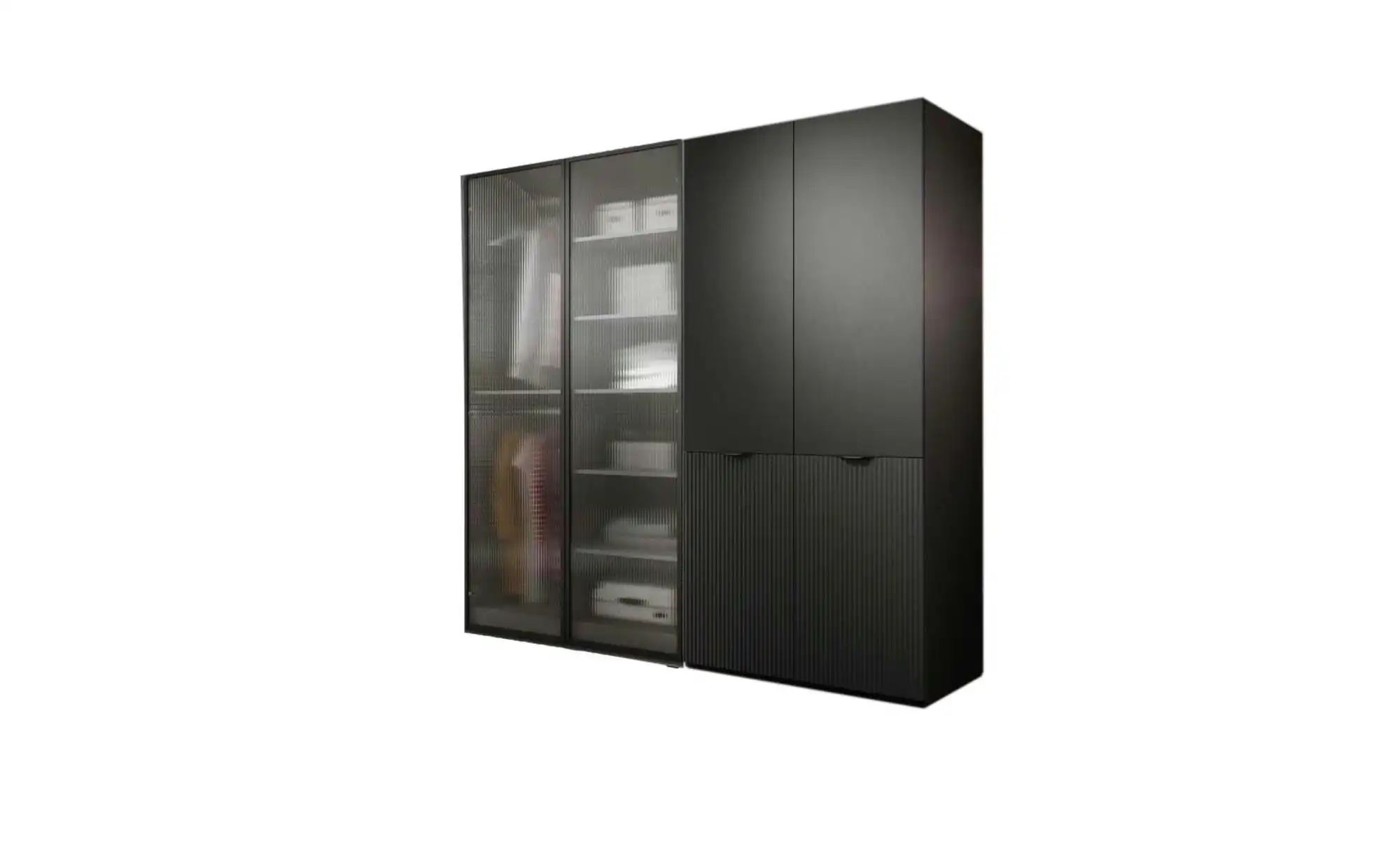Drehtürenschrank 4 türig Sandbox ¦ schwarz ¦ Maße (cm): B: 202 H: 200 Schrä günstig online kaufen