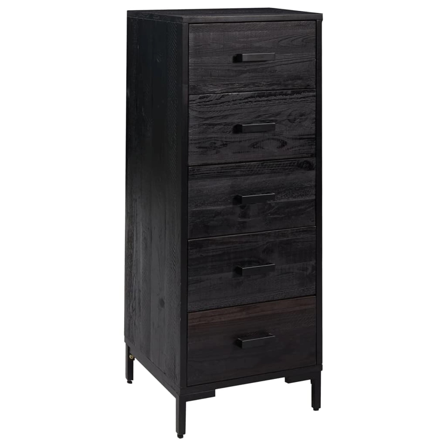 vidaXL Kommode Schwarz 42x35x110 cm Massivholz Kiefer Recycelt günstig online kaufen