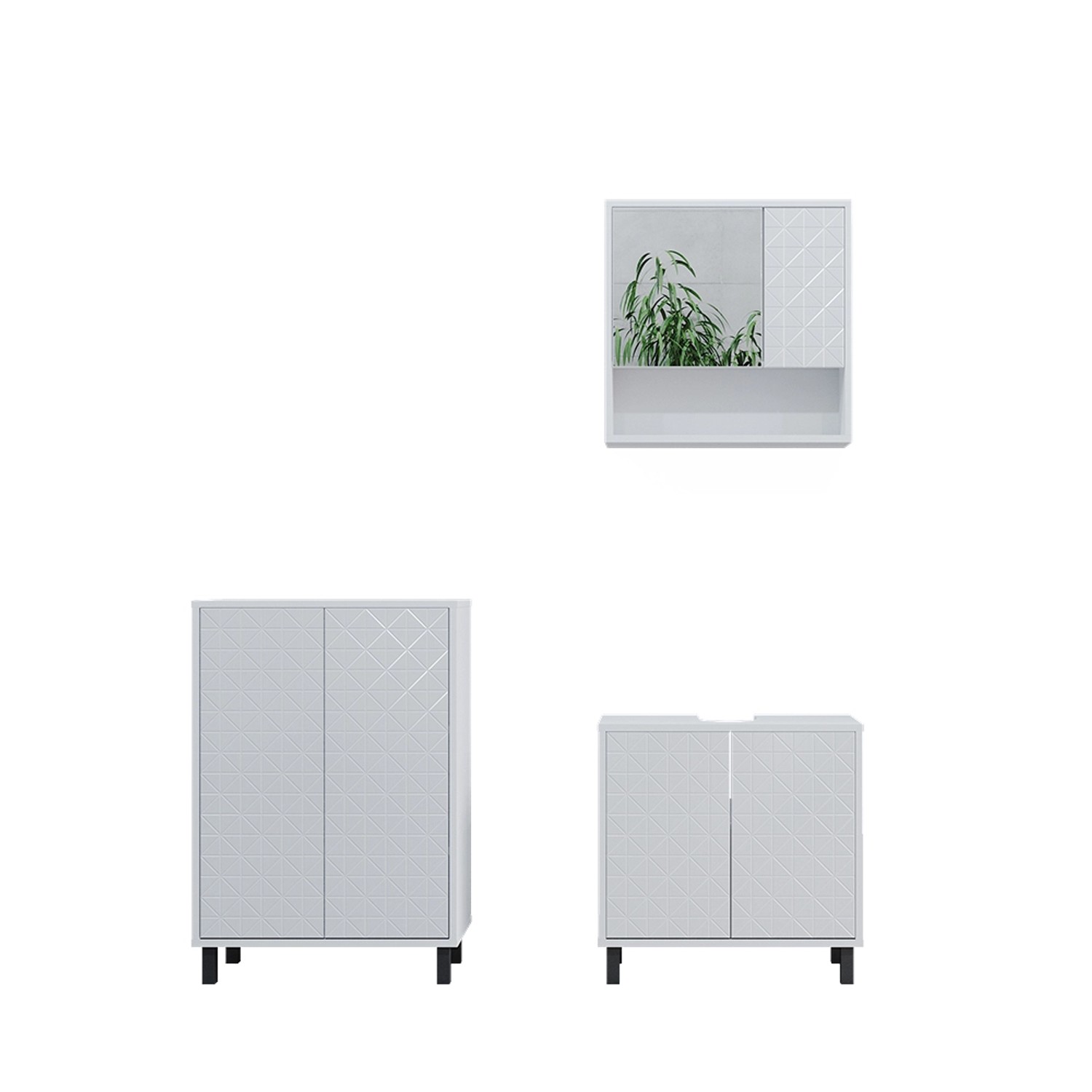 Vicco Badmöbel-Set Agasta Weiß Hochglanz 3 Teile günstig online kaufen