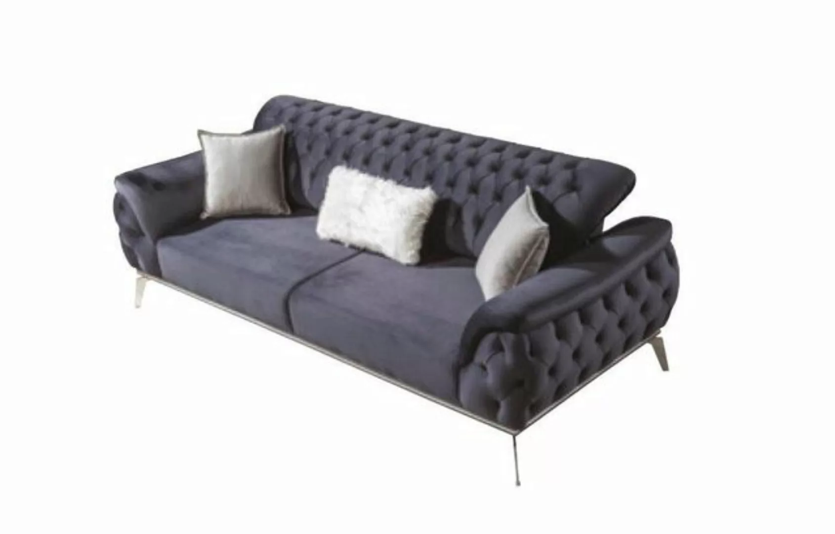 JVmoebel Sofa Grauer Chesterfield Dreisitzer 3-Sitzer Sofa Luxus Polster Co günstig online kaufen